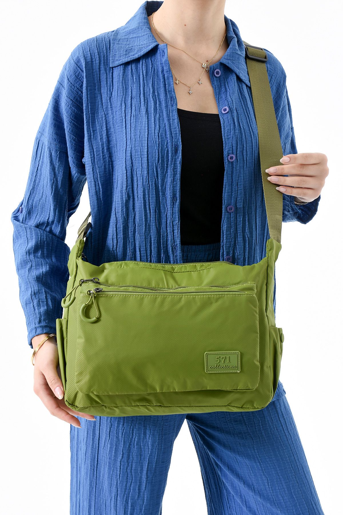 Çanta Trend 571 Collections Çanta Ultra Hafif Su Geçirmez Çok Cepli Omuz Çantası Açık Yeşil (Model: 571-13-9J)