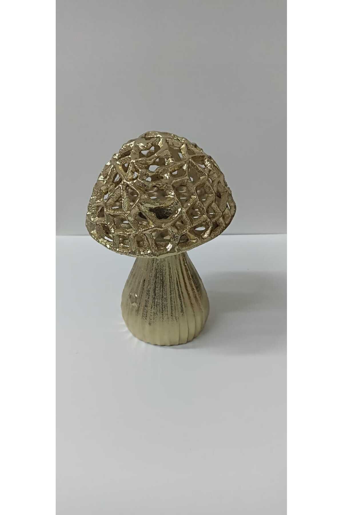 Yonca Hediyelik ŞIK TASARIM ( GÜMÜŞ - GOLD )ALÜMİNYUM DÖKÜM MANTAR HEDİYELİK BİBLO (20 CM )