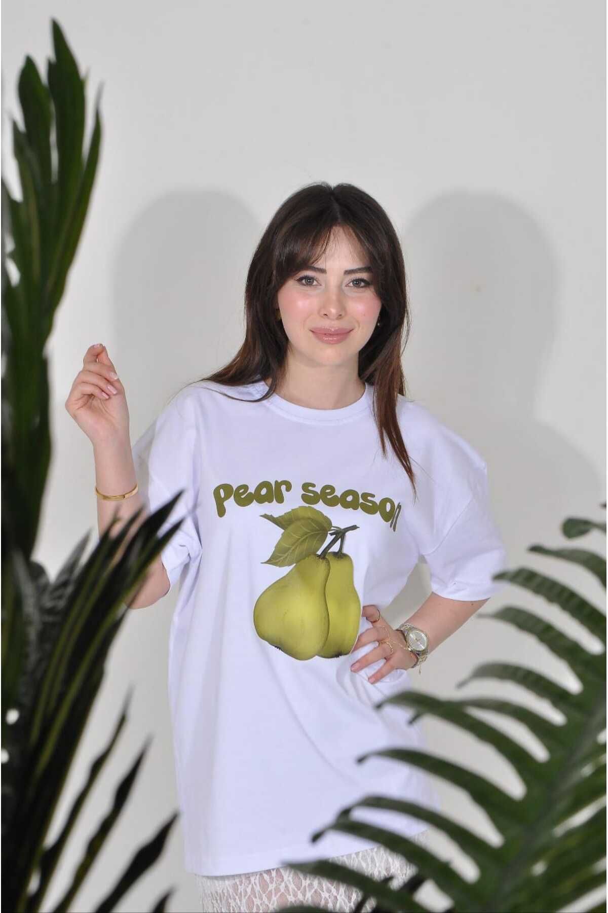 libukes Pear Season Baskılı T-shirt