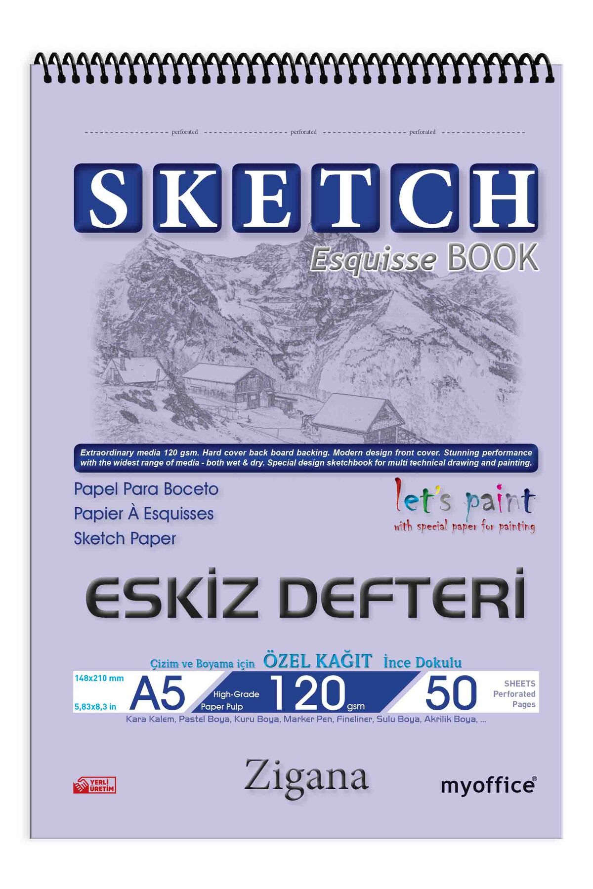 Etika Zigana A5 Spiralli Eskiz Defteri – 50 Yaprak, 120 gr Çizim Kağıdı, Sketchbook