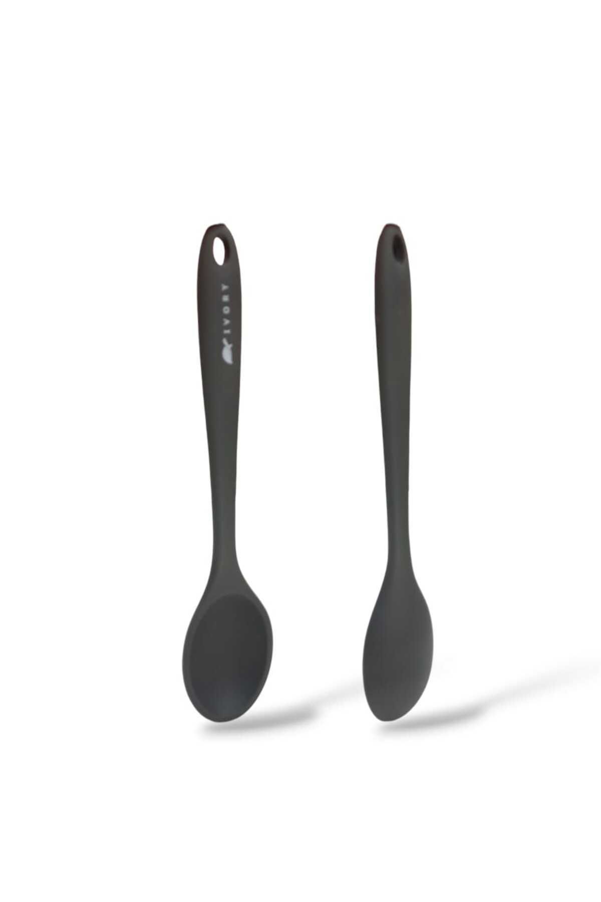 cephome güvenilir alışverişin adresi Gri İvory silikon tatlı yemek kaşığı GRİ (20cm) 1ADET 1 1 Kişilik Ölçü Kaşığı