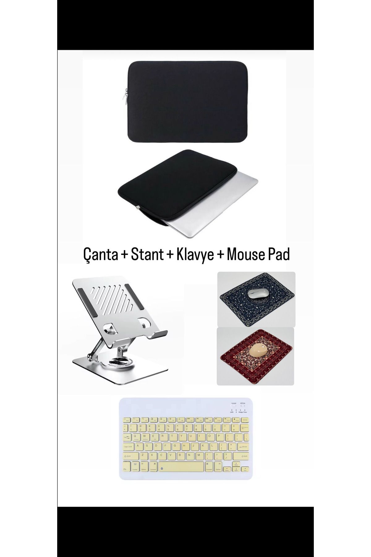 corcishop Tab M10 TB328FU Uyumlu 4in1 Set Çanta Klavye Mouse ve Mouse Pad