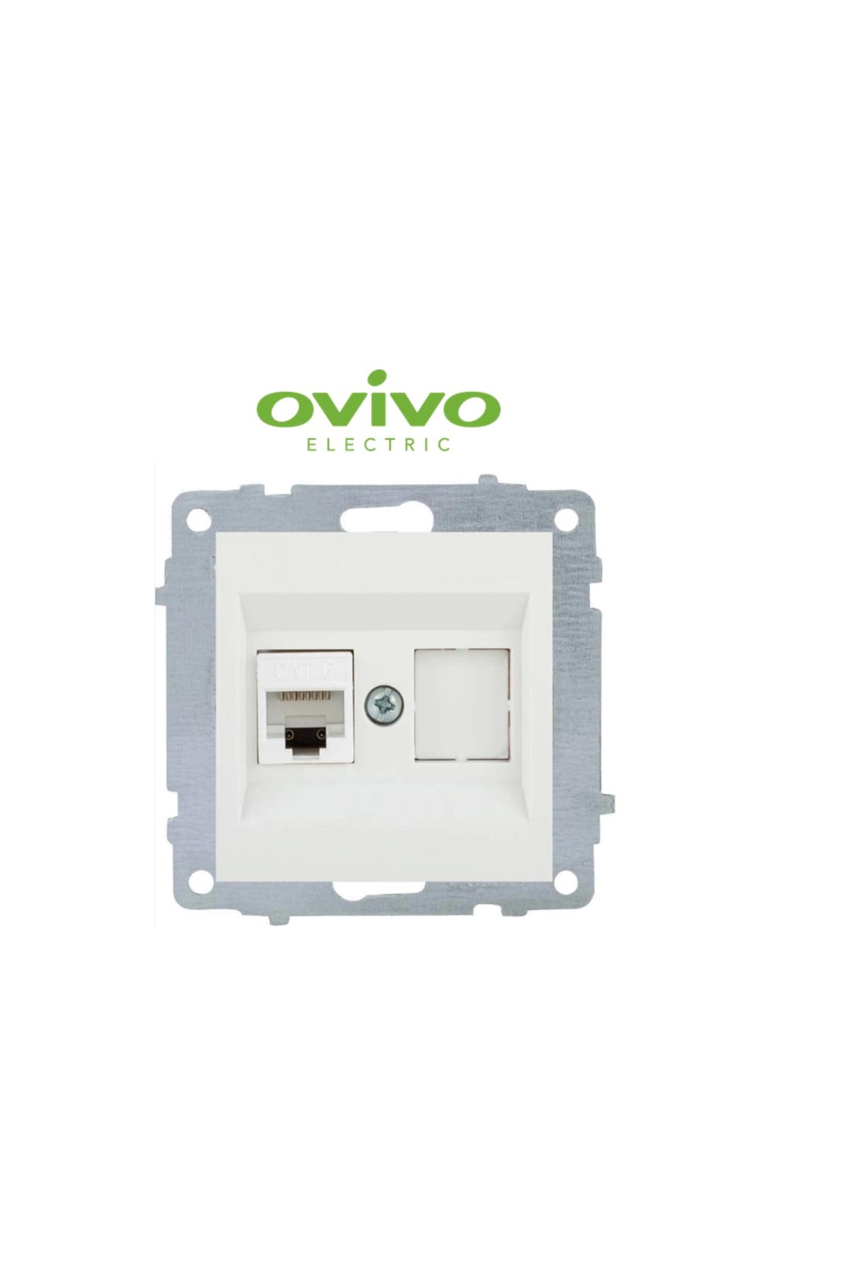 LiderGlobal-White data socket without jack frameless grano - compatible frame for socket and switch 2