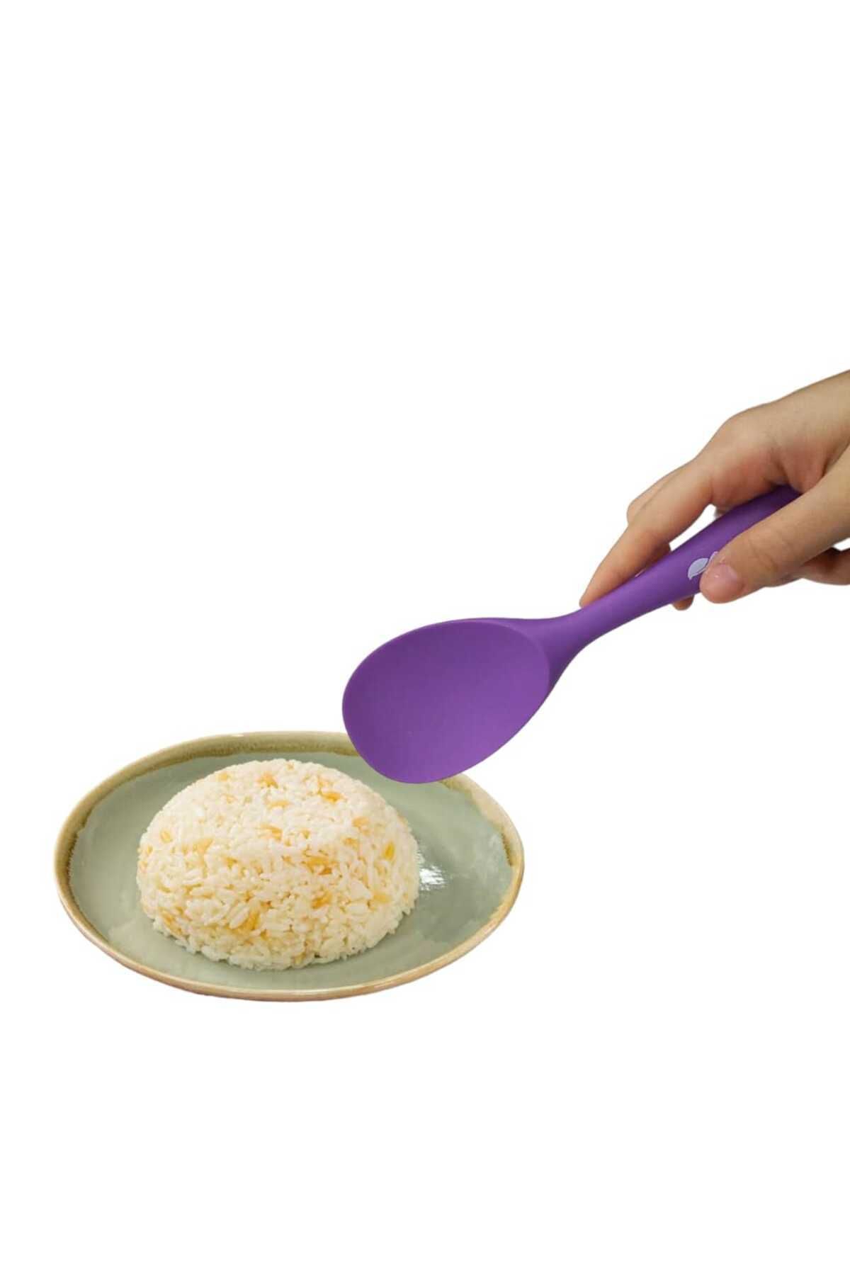 cephome güvenilir alışverişin adresi İvory silikon geniş pilav kaşığı (22.5cm) mor