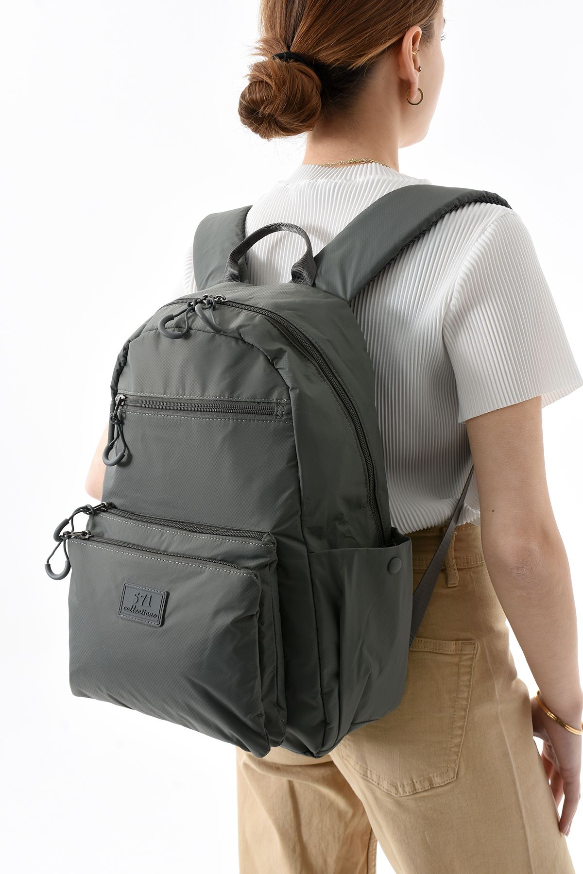 Çanta Trend 571 Collections Çanta Orta Boy Sırt Çantası Ultra Hafif Çok Cepli Açık Yeşil (Model:571-13-9B)