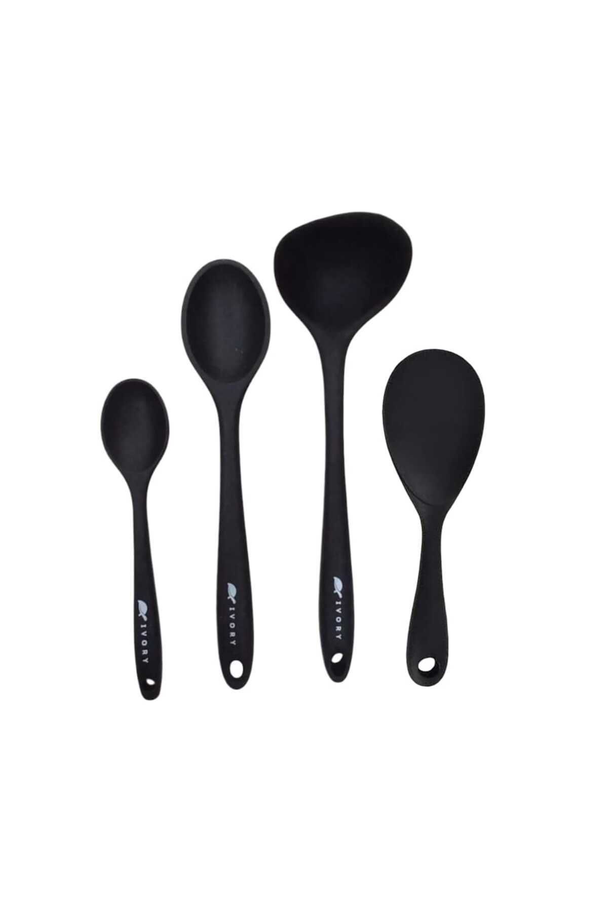 cephome güvenilir alışverişin adresi 4'lü set silikon1 kepçe 1 kaşık (27.5cm) 1 kaşık (20 cm) 1 pilav kaşığı SİYAH