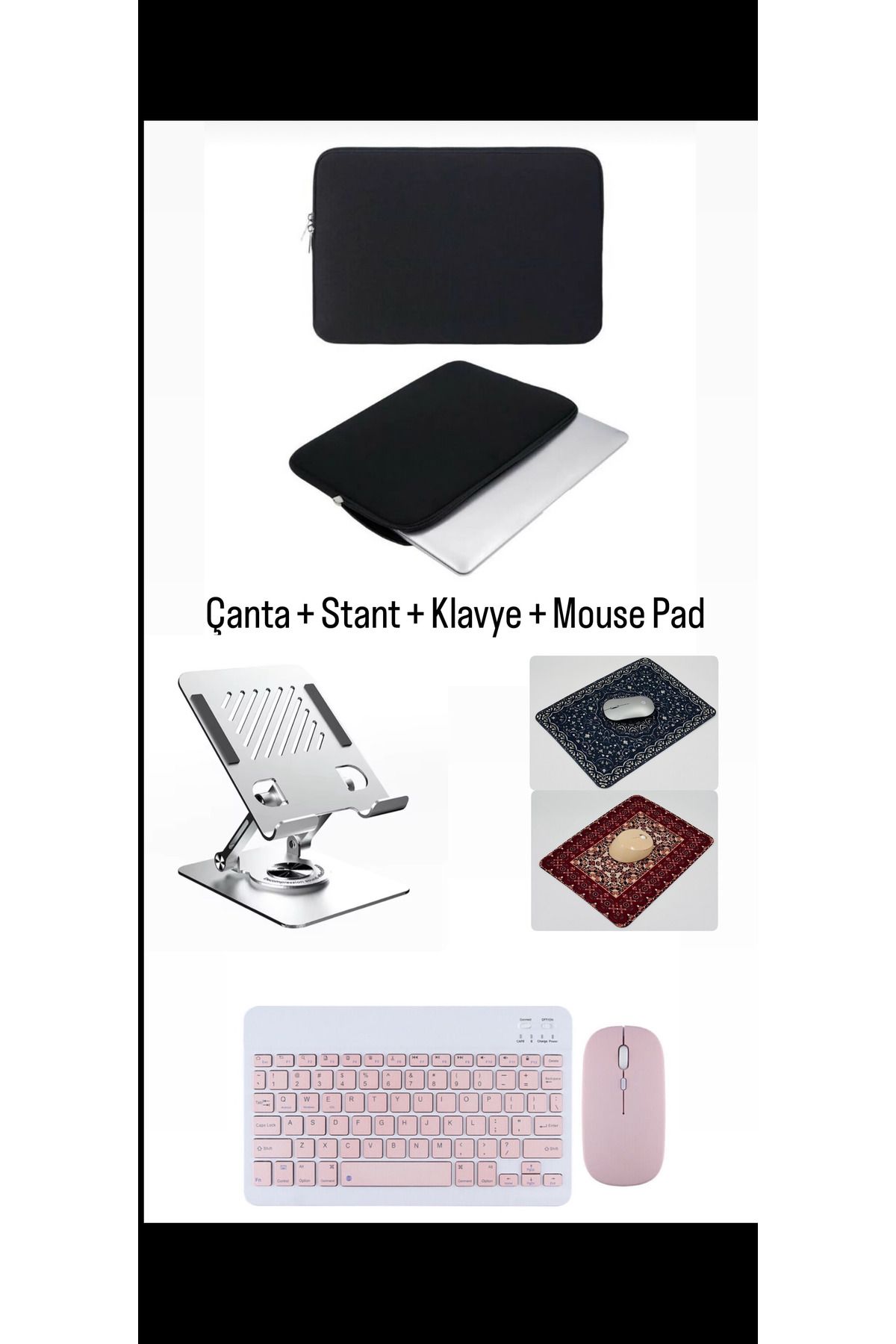 corcishop iPad 11.Nesil A16 2025 Uyumlu 4in1 Set Çanta Klavye Mouse ve Mouse Pad
