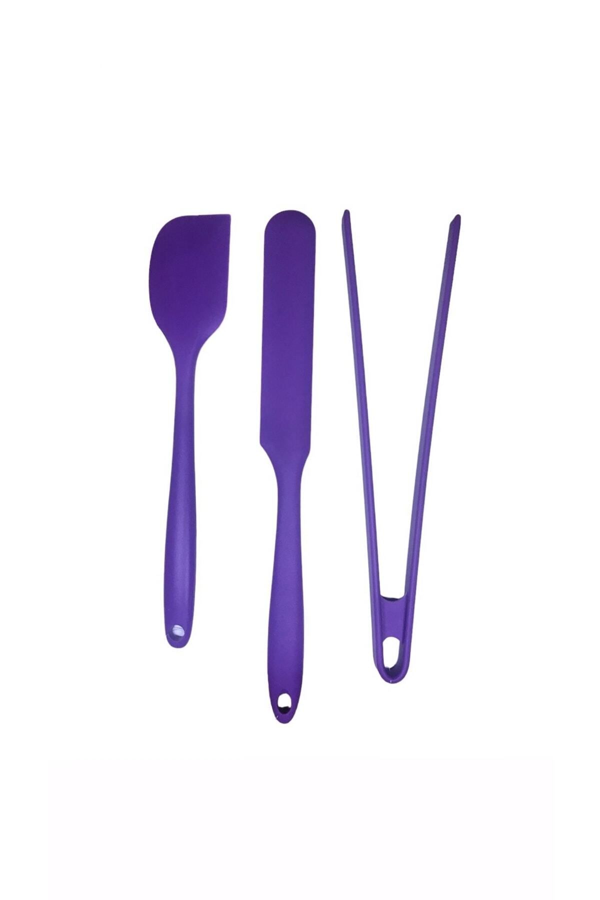 cephome güvenilir alışverişin adresi Isıya Dayanıklı Silikon Spatula - Pasta Spatula Ve Maşa 3'lü Set