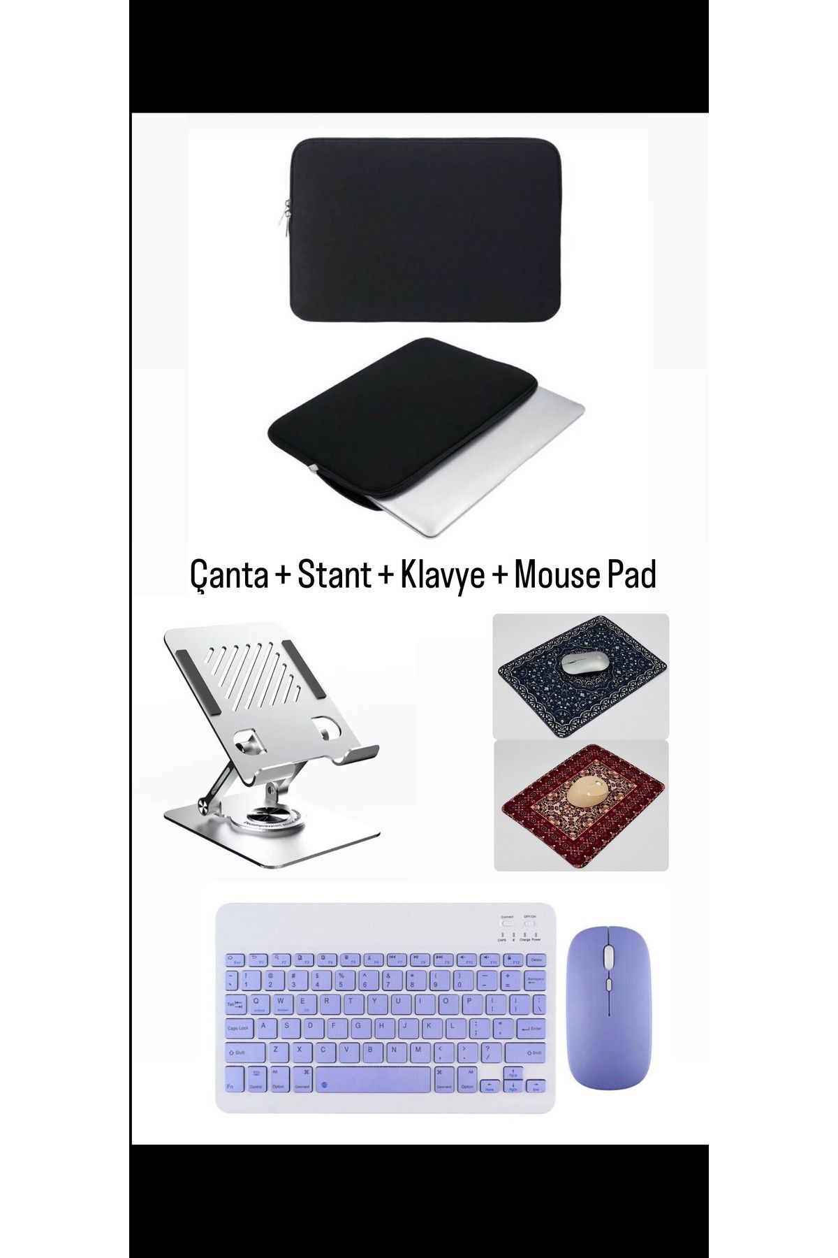 corcishop Samsung Galaxy Tab S6 Lite 10.4'' SM-P610 Uyumlu 4in1 Set Çanta Klavye Mouse ve Mouse Pad