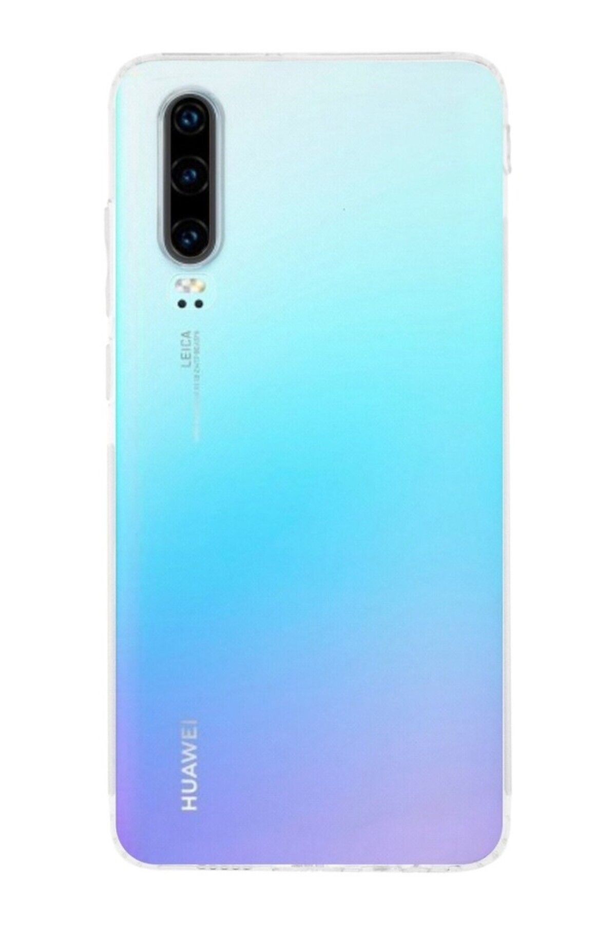 TezMax Huawei P30 Uyumlu Kapak Kamera Korumalı Şarj Tıpalı Şeffaf Silikon Kılıf