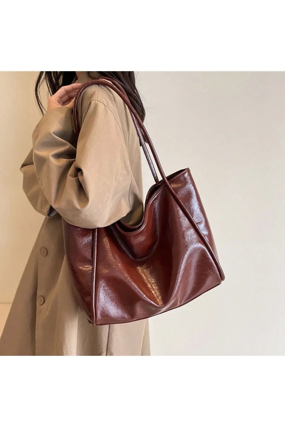Die Fein Efsane Vintage Kadın Salaş Model Geniş Shopper El ve Omuz Çantası