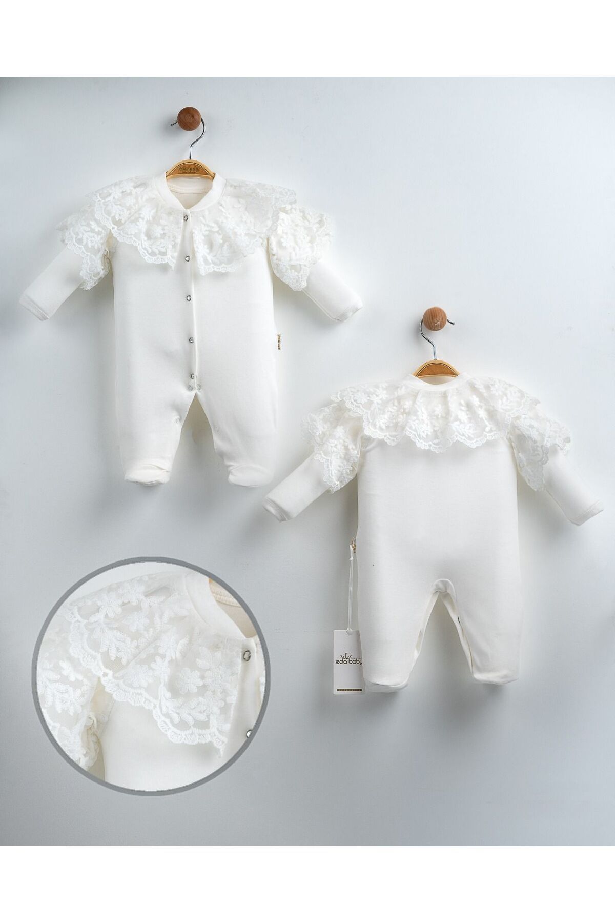 yuga kids Dantelli Pelerin Detaylı Yenidoğan Tulum