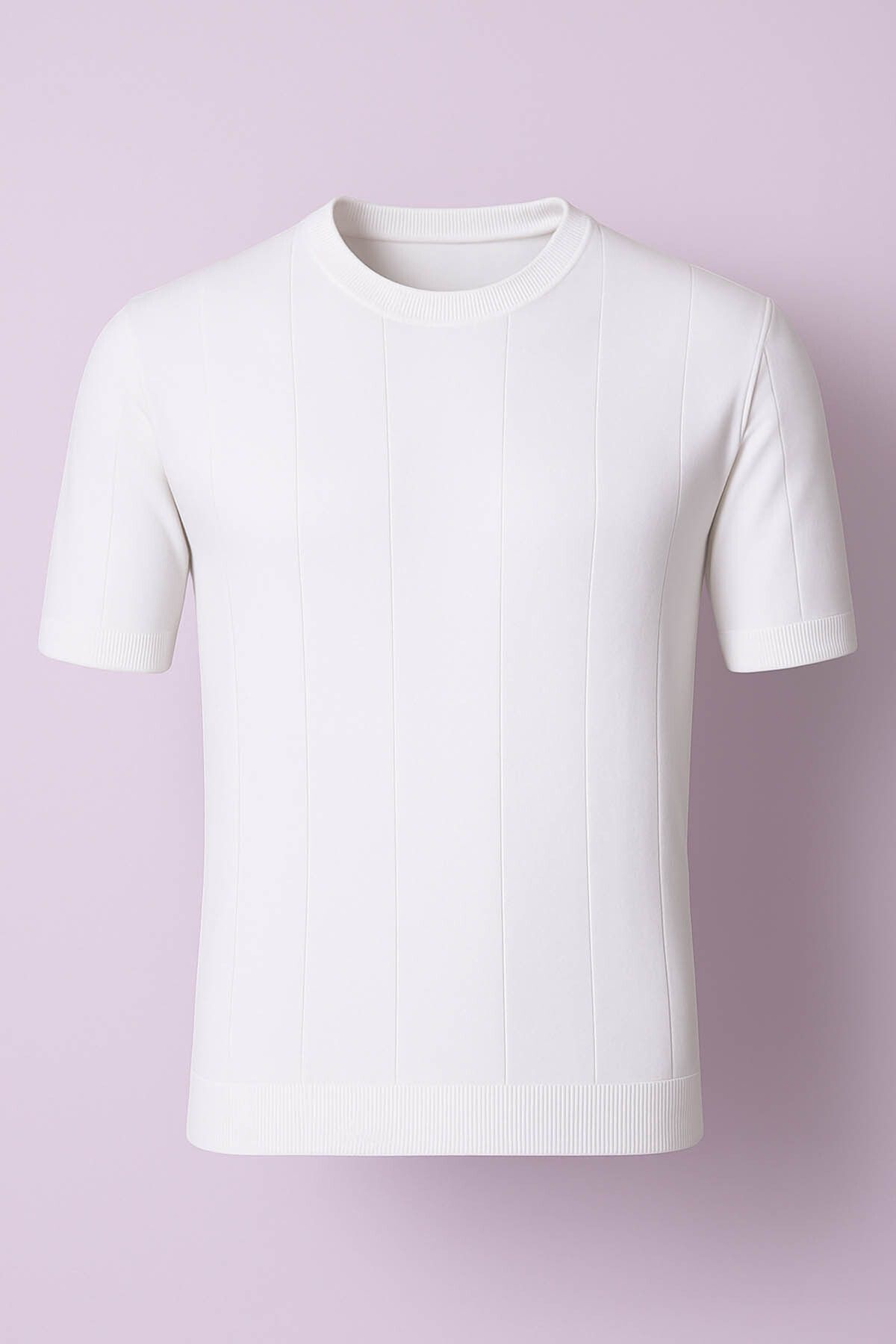 trender O Yaka Triko Beyaz Erkek T-Shirt 100-4015