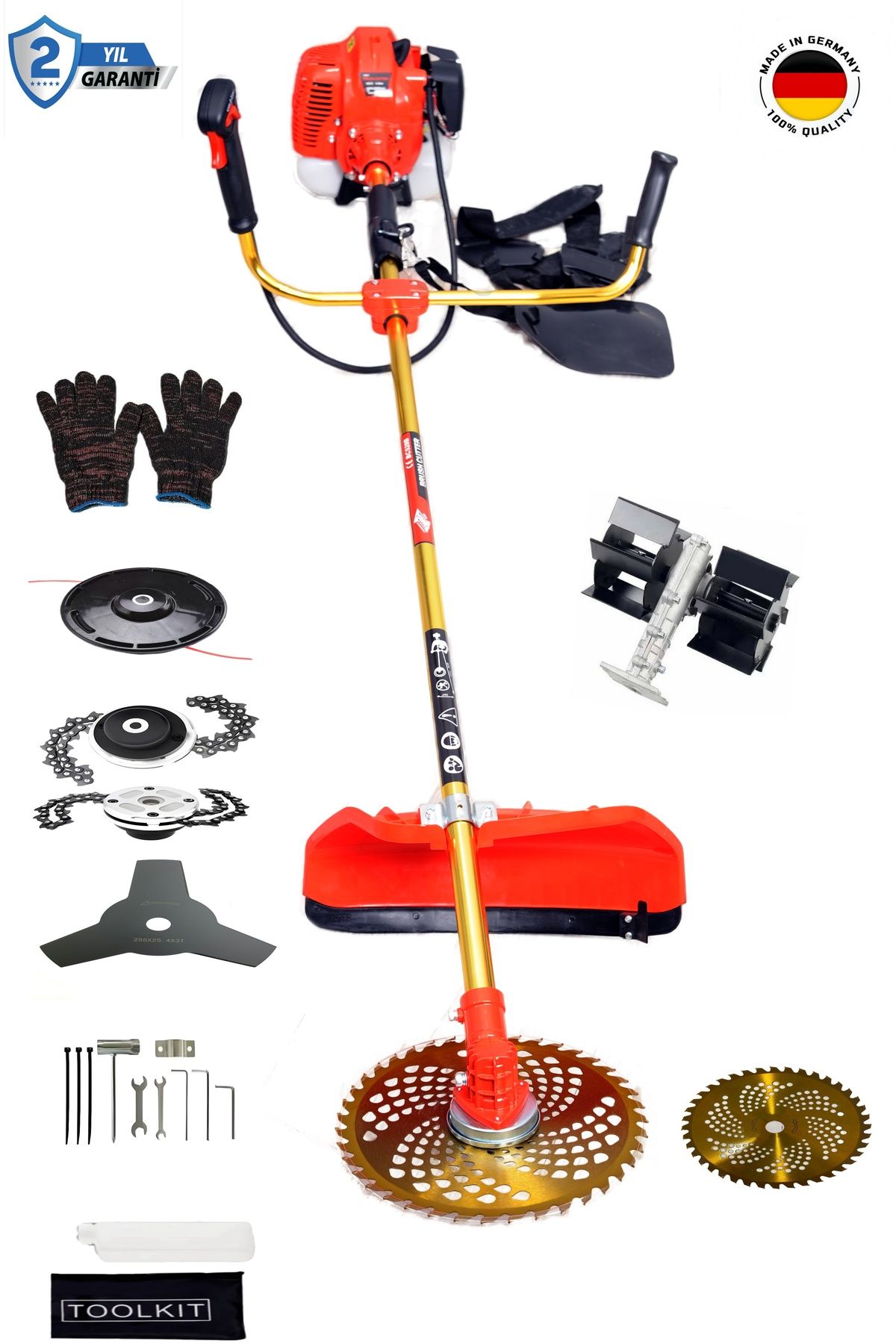 Raider Pro Alman Benzinli Yan tırpan çim biçme palet çapalama seti başlıklı