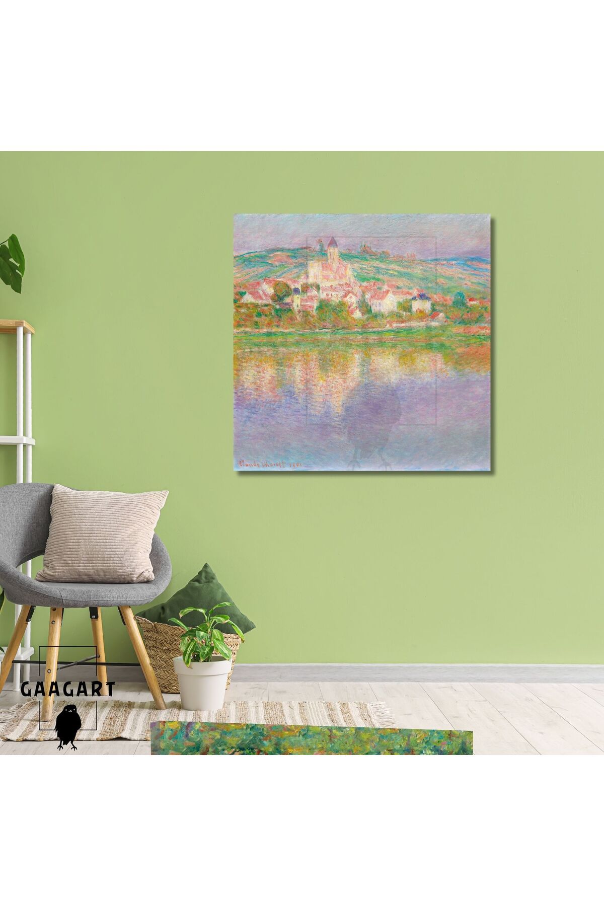 GAAGART Kare Kanvas Tablo Ünlü Eserler Claude Monet Vetheuil 1901