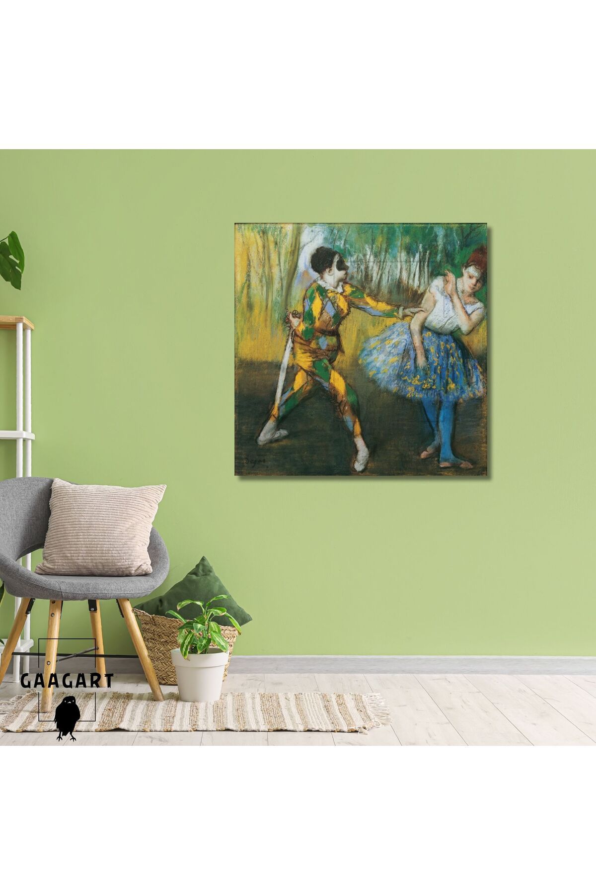 GAAGART Kare Kanvas Tablo Ünlü Eserler Edgar Degas Harlekin Und Colombine
