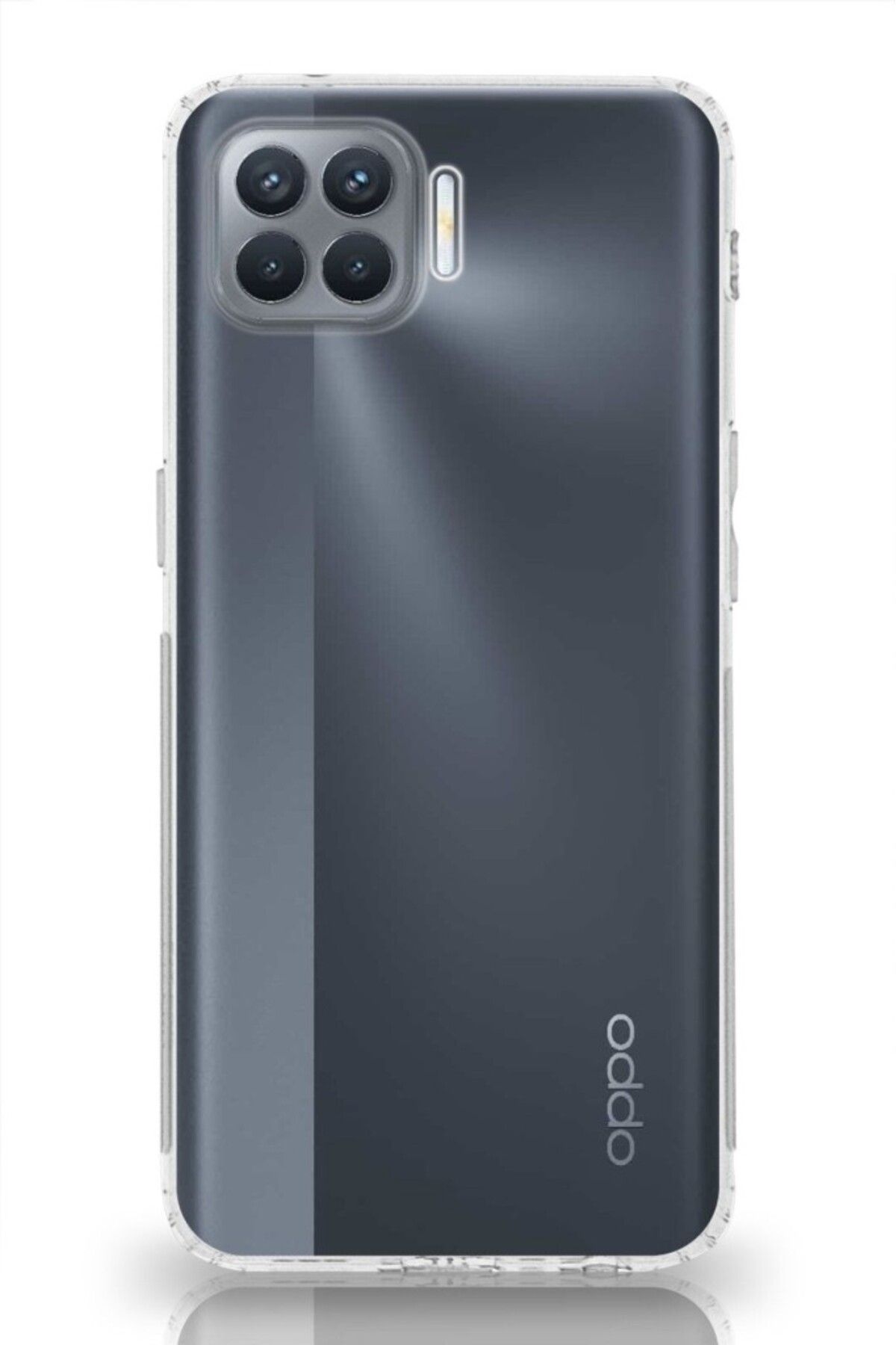 TezMax Oppo Reno 4 Lite Uyumlu Kapak Kamera Korumalı Şarj Tıpalı Şeffaf Silikon Kılıf