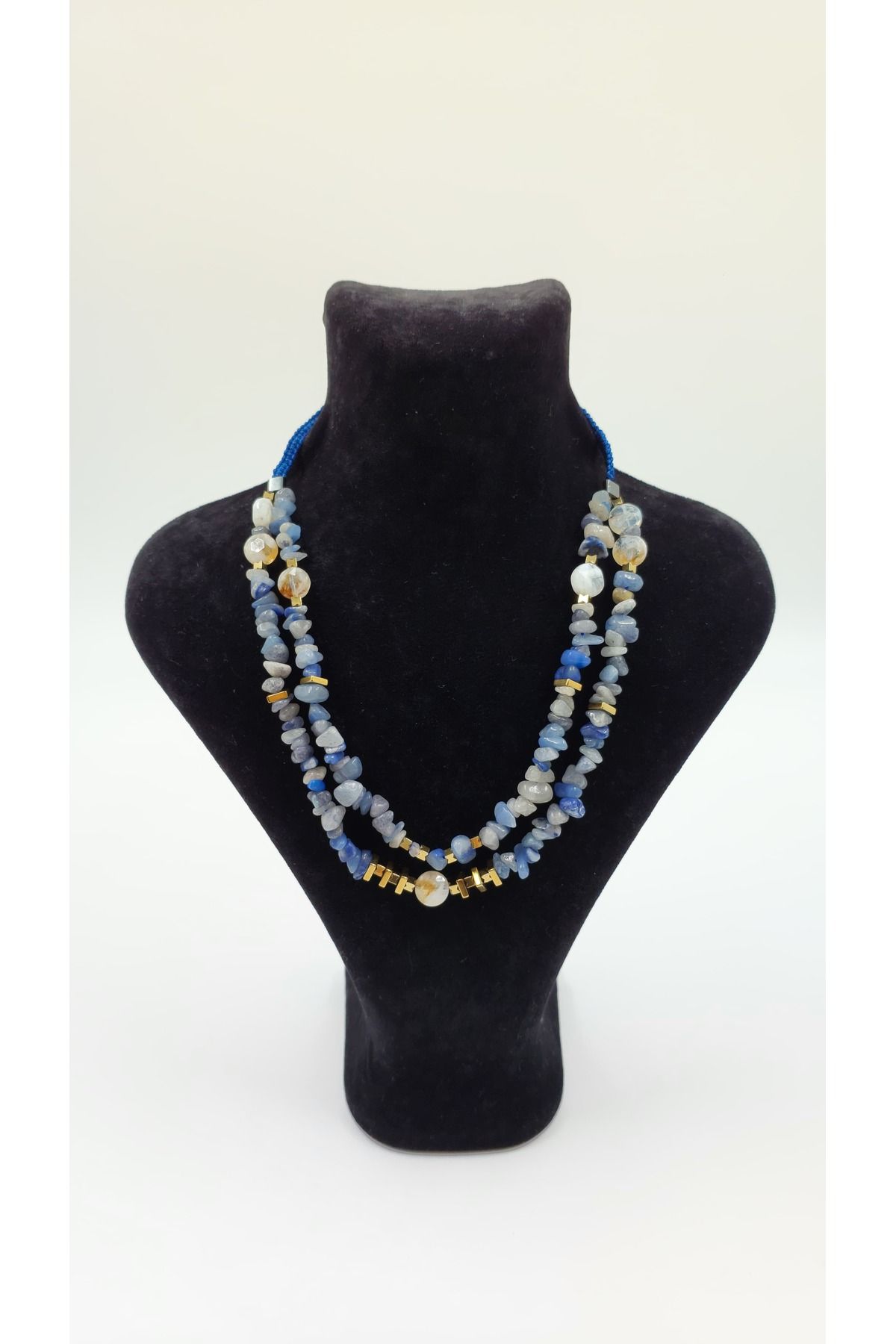 R G Handmade Design “Güneşin Derin Mavisi” – Kyanit, Sitrin ve Hematit Doğal Taş El Yapımı Kolye