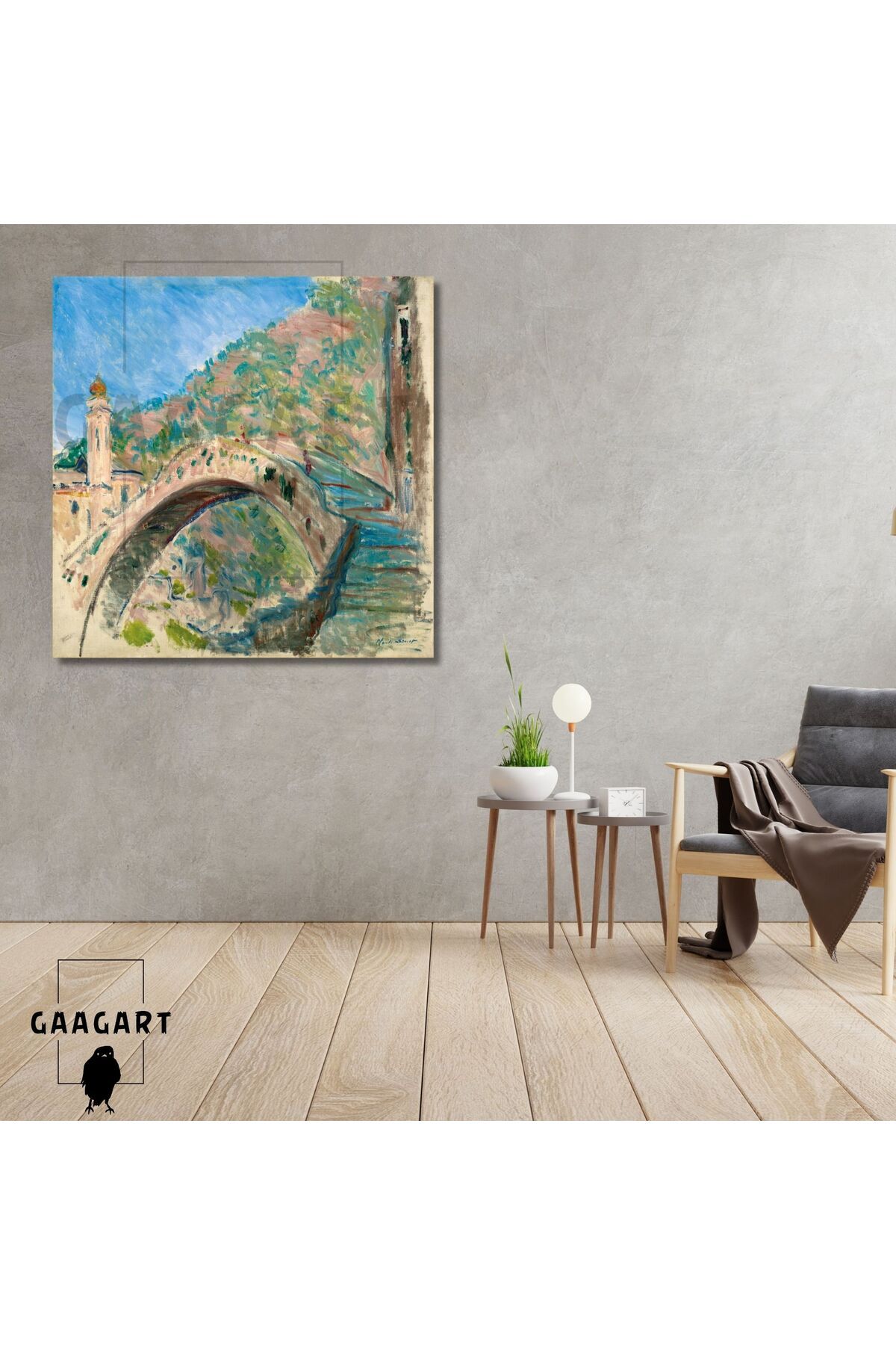 GAAGART Kare Kanvas Ünlü Eserler Cloude Monet Ponte Di Dolceacqua 1884
