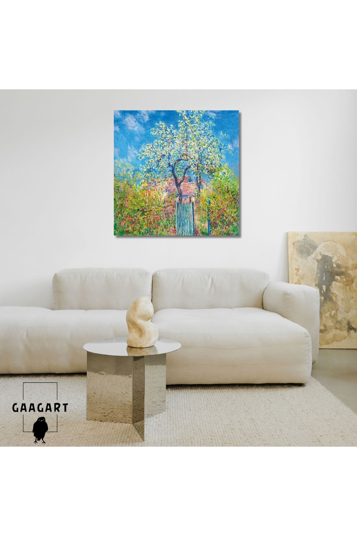 GAAGART Kare Kanvas Tablo Ünlü Eserler Claude Monet Şeftali Çiçekleri Tablosu