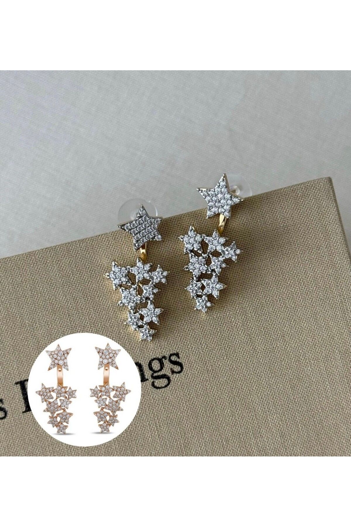 Vinya jewelry Zirkon Taş Yıldız Çok Çeşit Kullanımlı Küpe