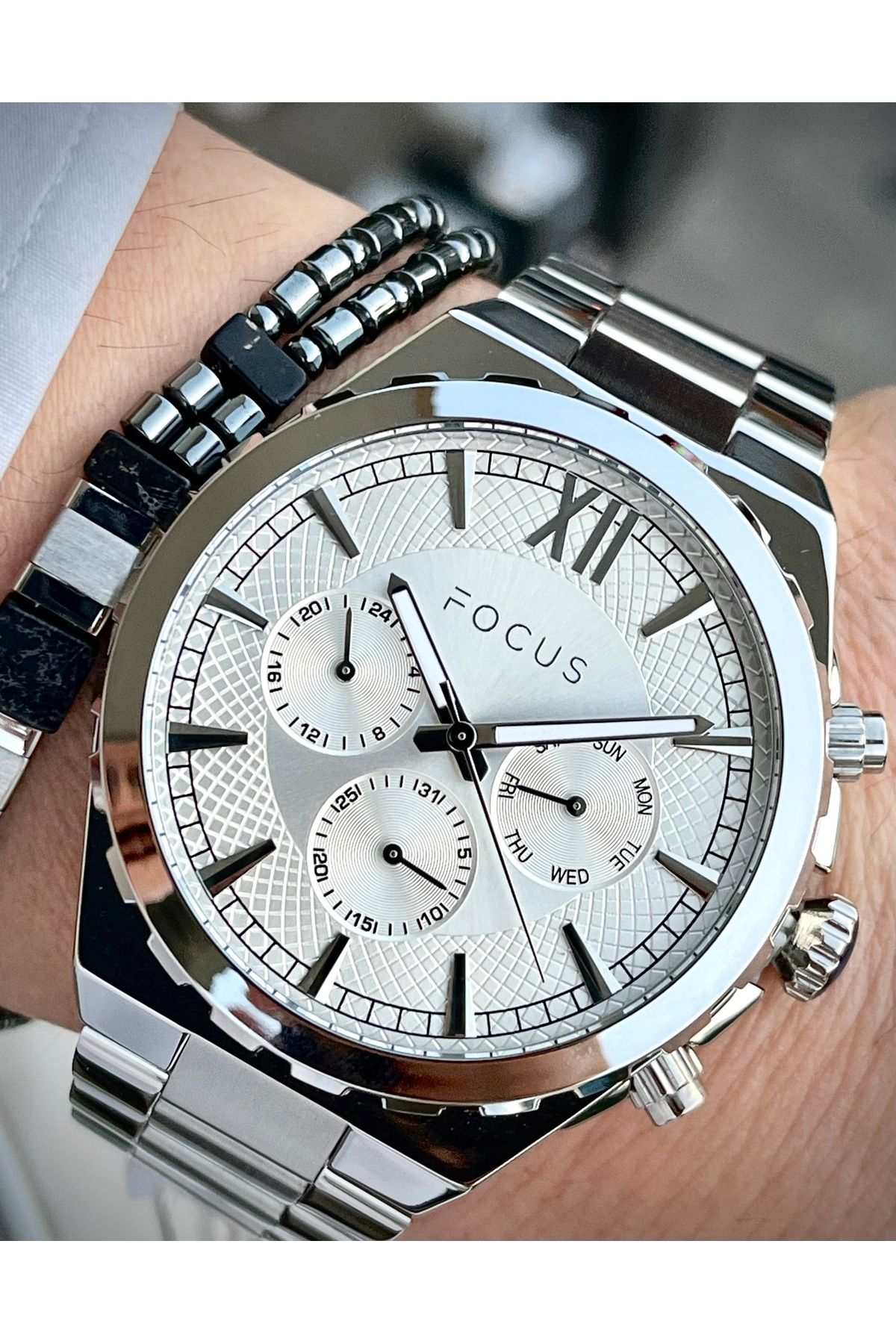 Focus-Men's Watch All F. Active Steel 3 Atm Guaranteed 2 Years Wristband Gift 3