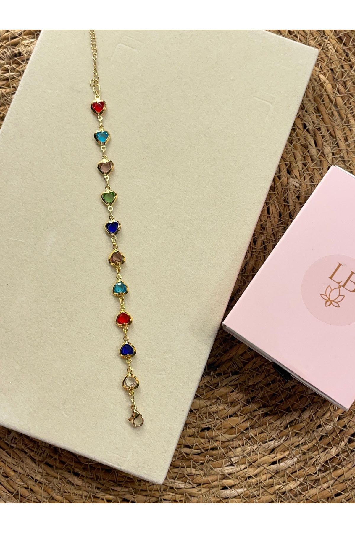 lotusbybuket VIP çelik gold zirkon çok renkli kalp taşlı özel tasarım ayarlanabilir bileklik