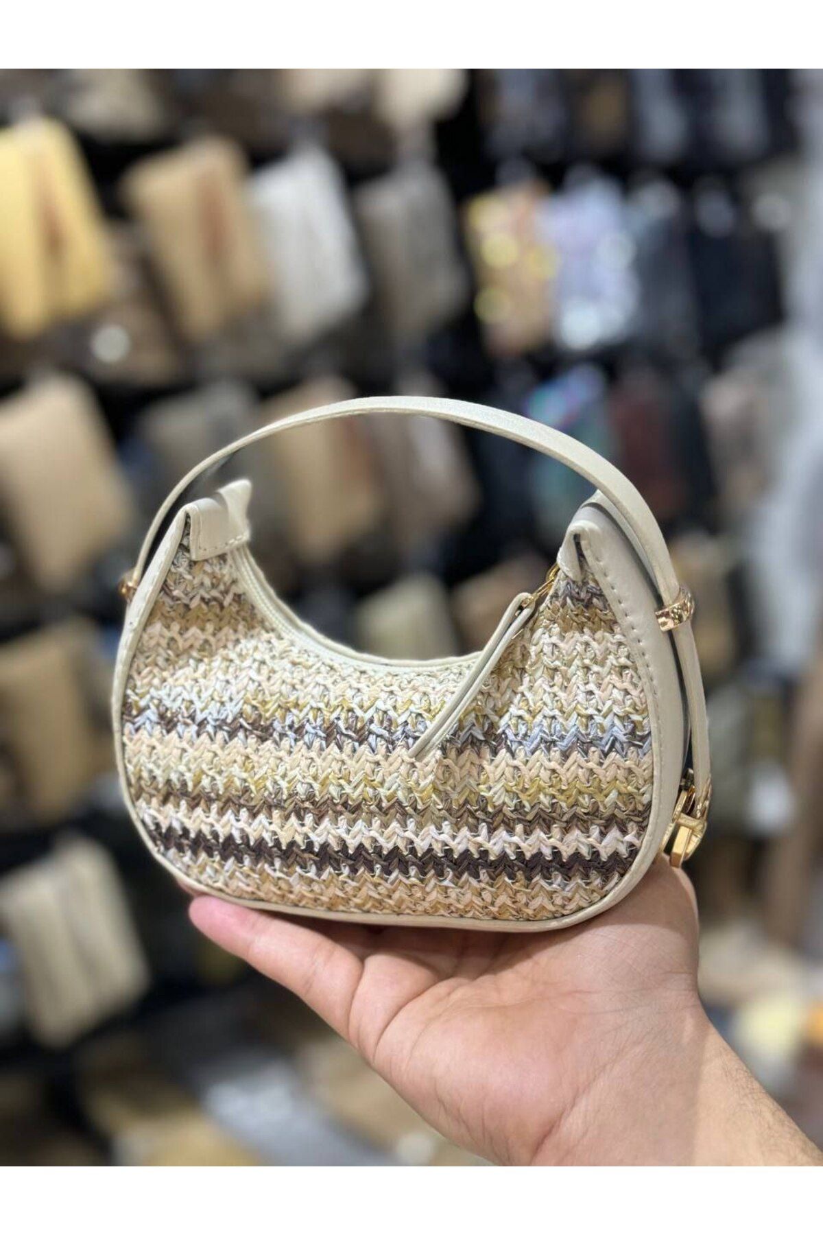 bynarincollection Günlük mini hasır model kol çantası