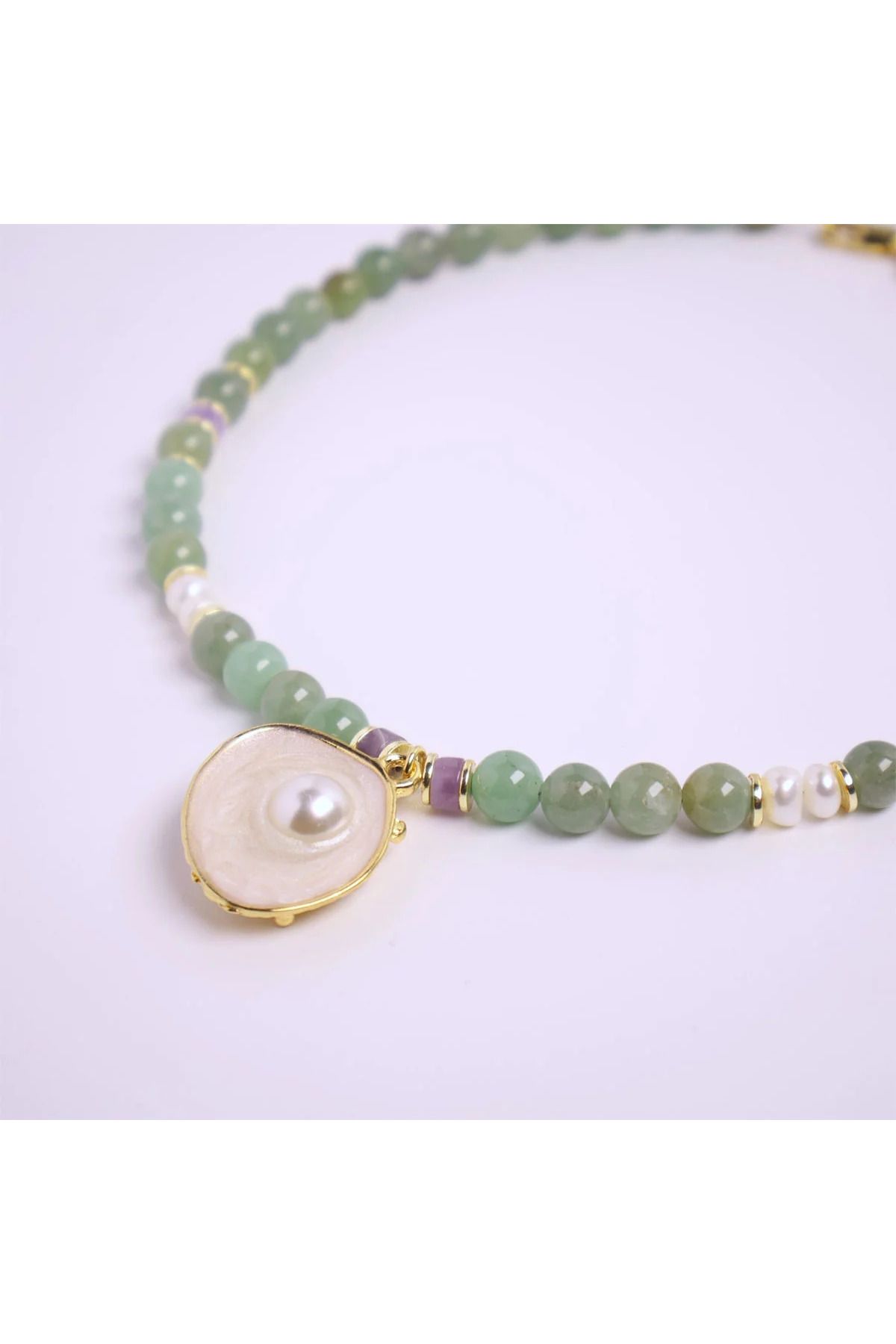 B Design jewelry Midye Aventurin ve İncili Kolye