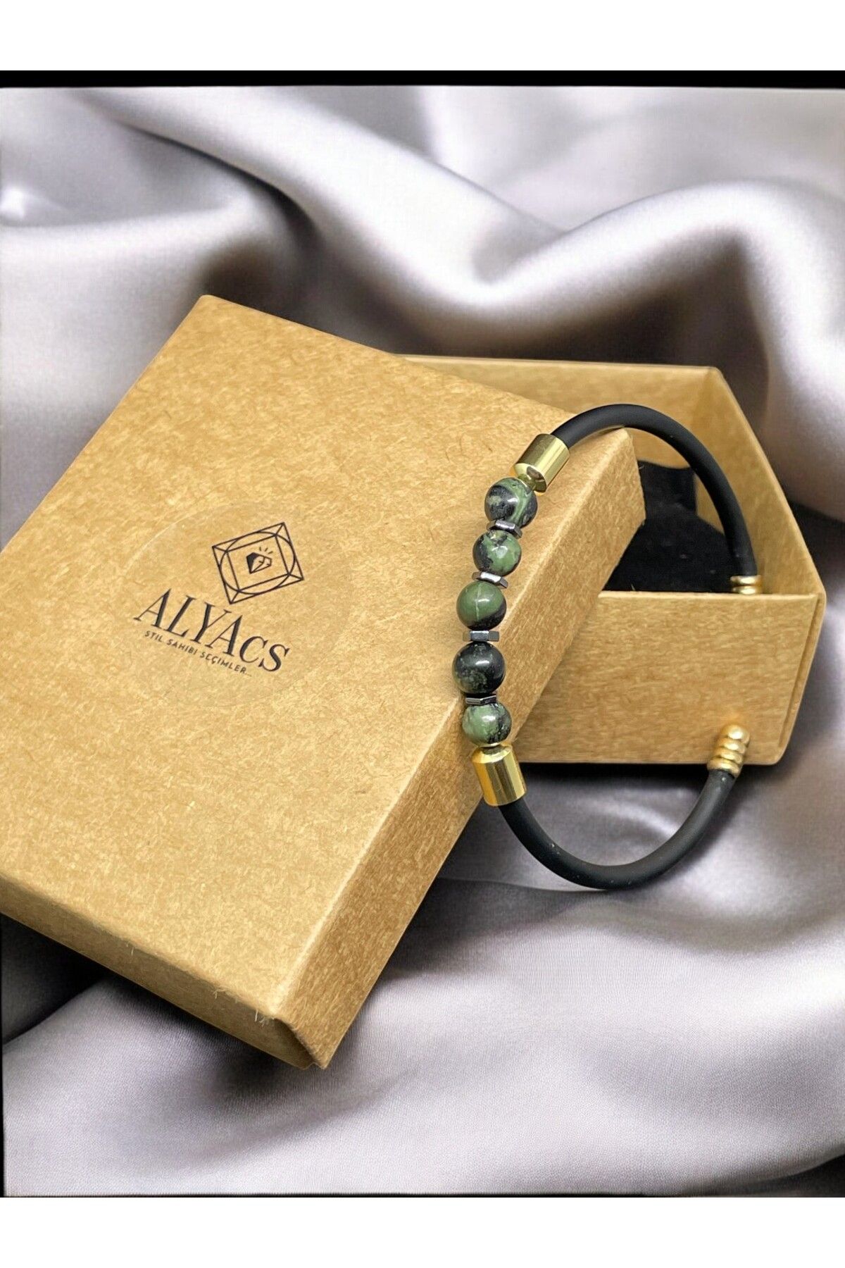 alyacs Unisex Serpantin Doğal Taşlı Bileklik – Enerji Temizleyici ve Dengeleyici Doğal Taş Takı