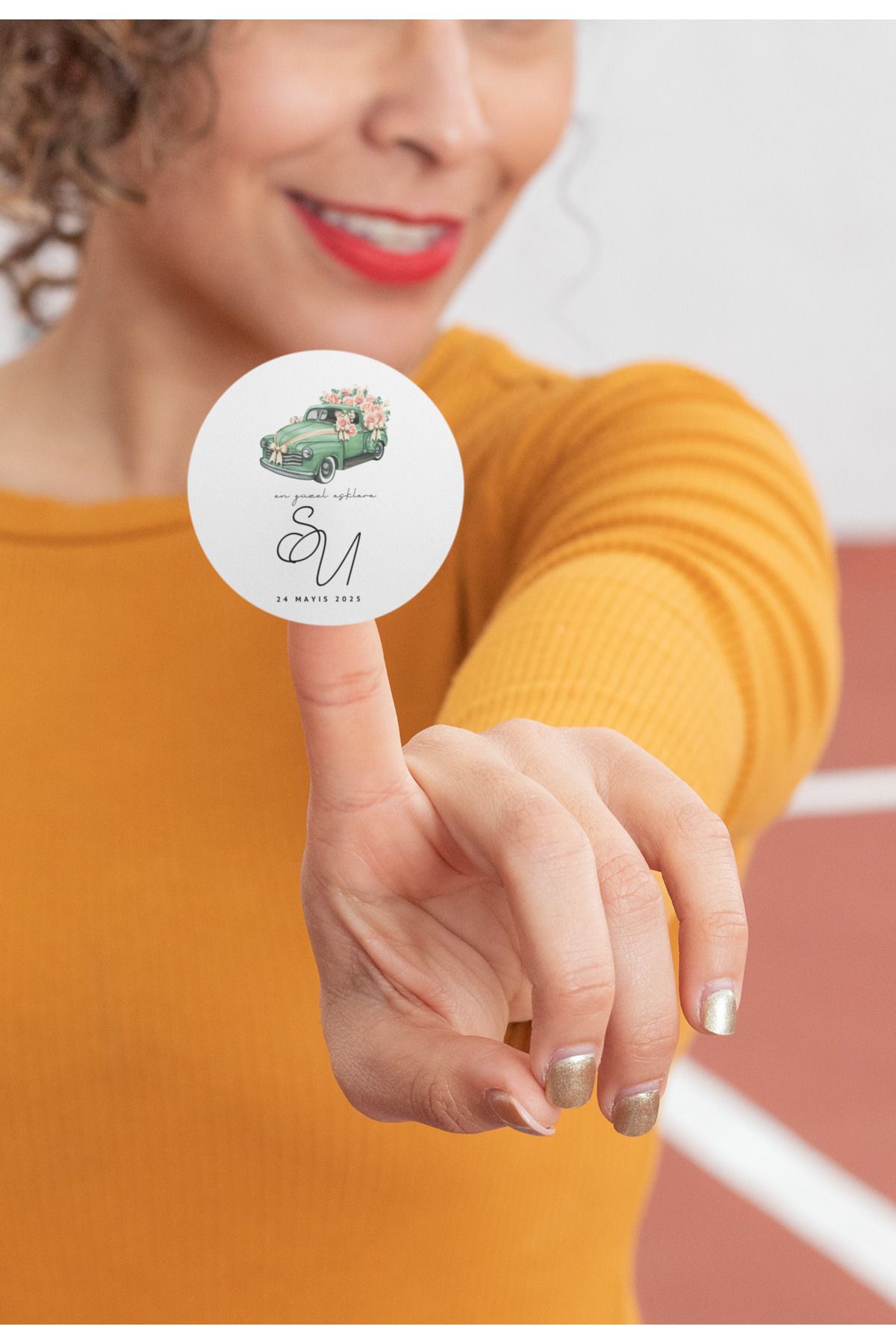VRHediye Kişiye Özel Kına-Nişan-Söz-Nikah-Düğün Etiketi Kendinden Yapışkanlı Özel Kesim Sticker 50 Adet