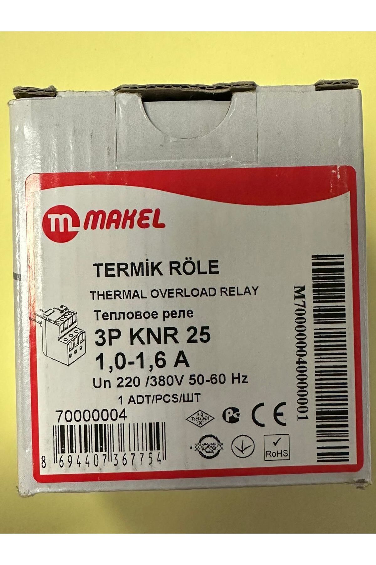 MAKEL TERMİK RÖLE 3P KNR 25 1,0-1.6-10 AMPER MAKEL KOD 700000004
