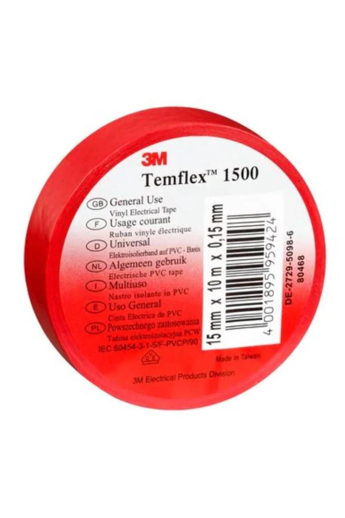 NEZADE STORE 3m Temflex Kırmızı İzole Elektrik Bant 18 mm