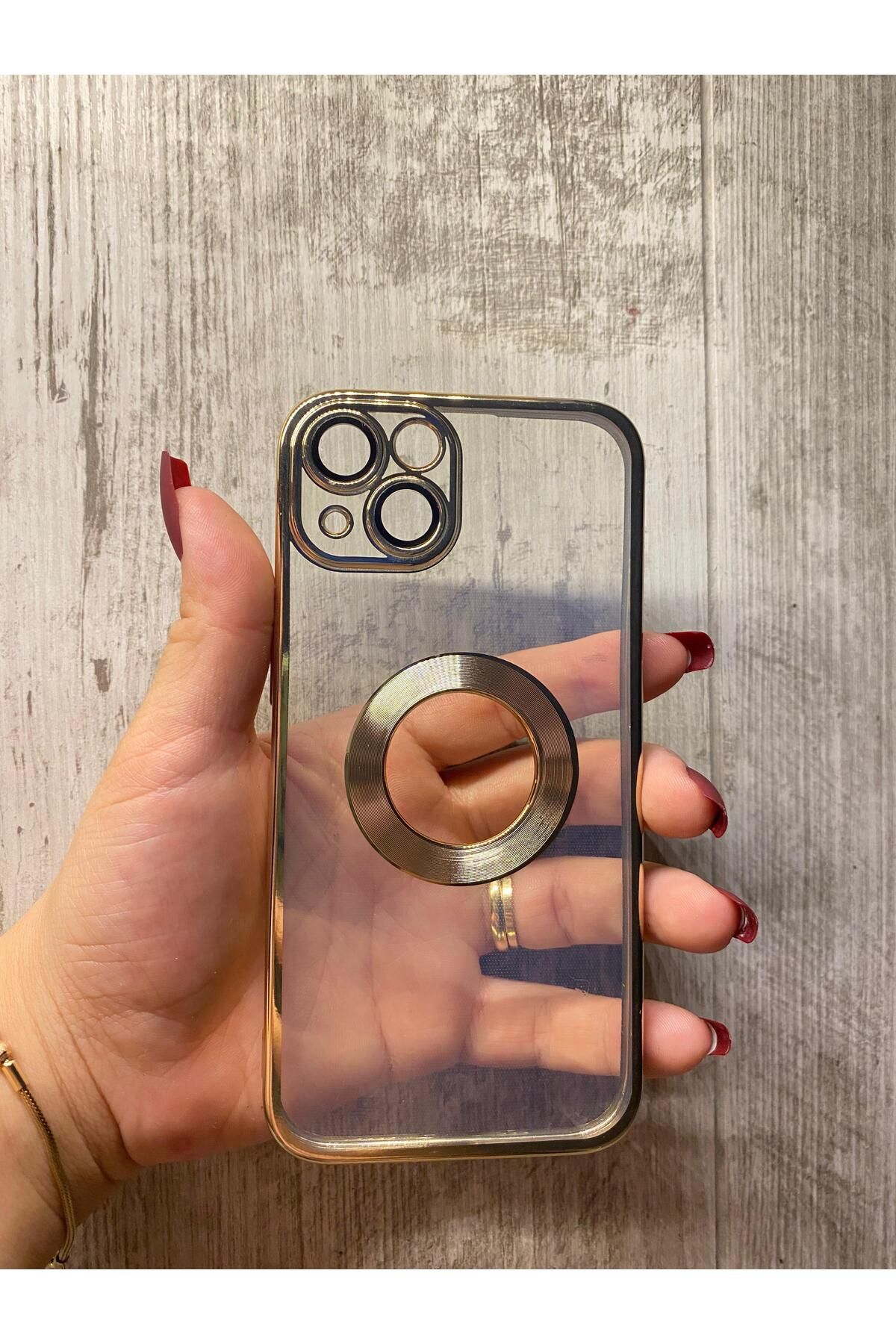 BENLIKA İphone 13 Uyumlu Şeffaf Silikon Telefon Kılıfı Gold
