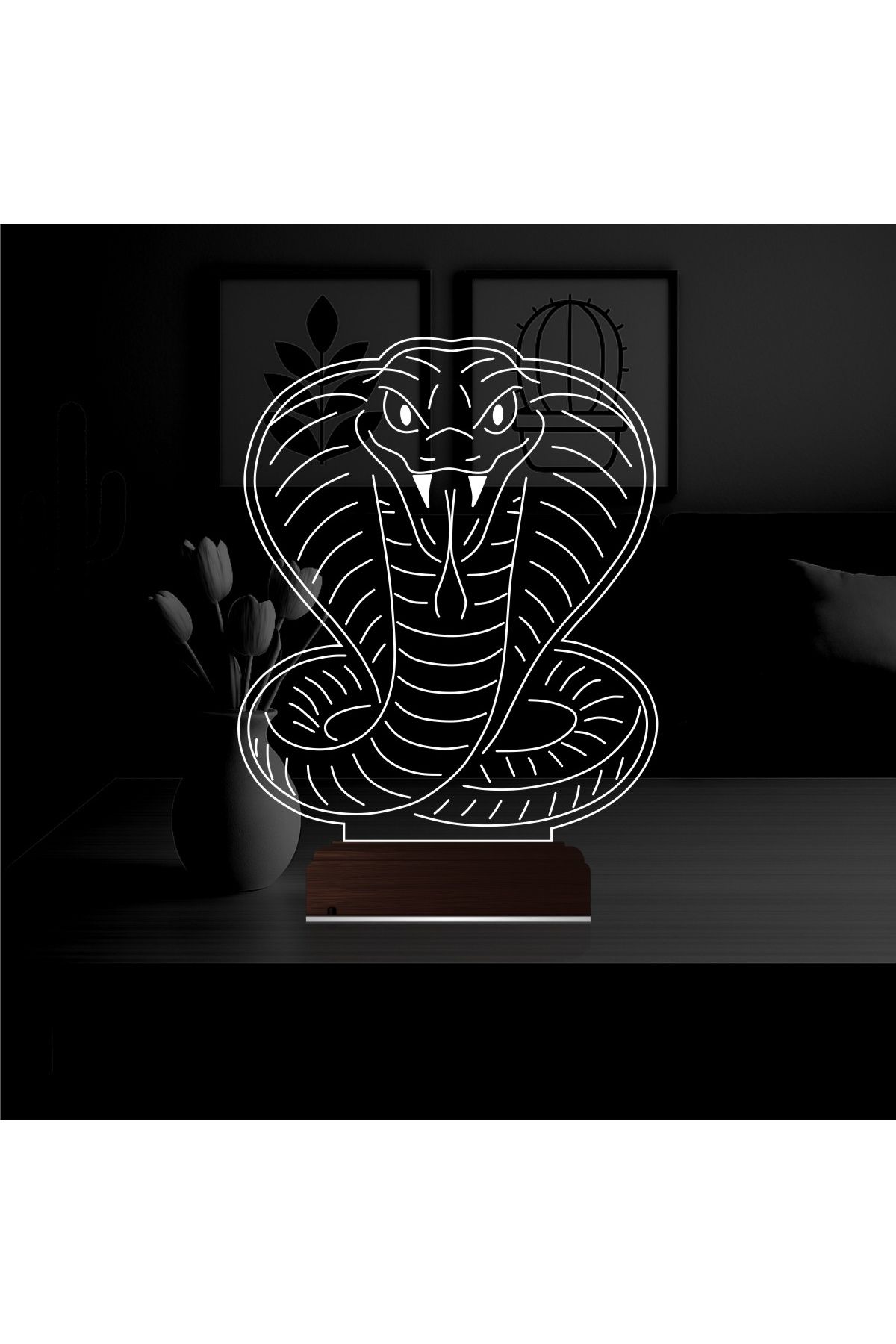 Kirppi 3d Lamba Kobra Yılan Tattoo Tasarım Masa Gece Lambası