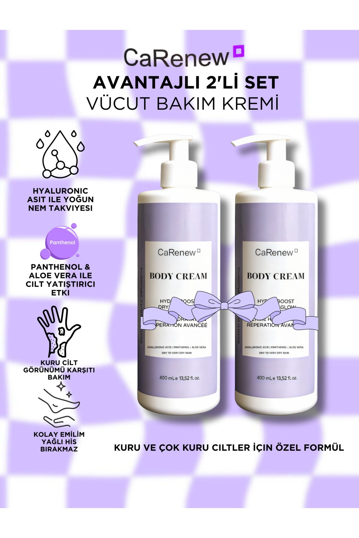 CaRenew 2’li Vücut Bakım Kremi Seti – Kuru ve Çok Kuru Ciltler İçin Yoğun Nemlendirici