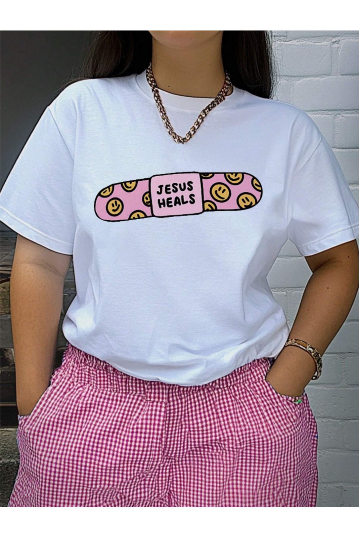 COHERENT Unisex Erkek/Kadın HEALS Özel Baskılı Oversize Pamuklu T-Shirt