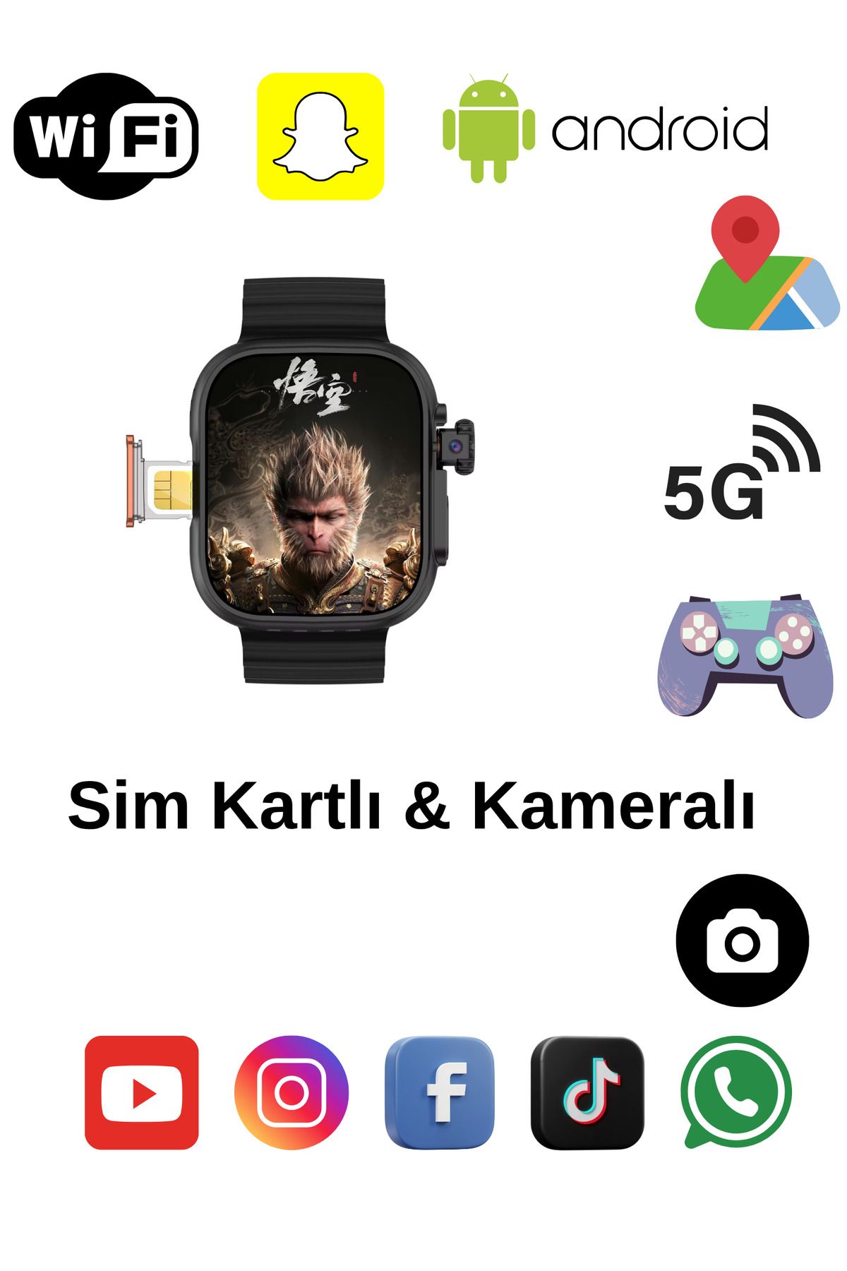 Qifit HW S10 CALL 5G Android AMOLED Ekran GPS, NFC, Kamera Yapay Zeka Destekli Akıllı Saat BTK Kayıt