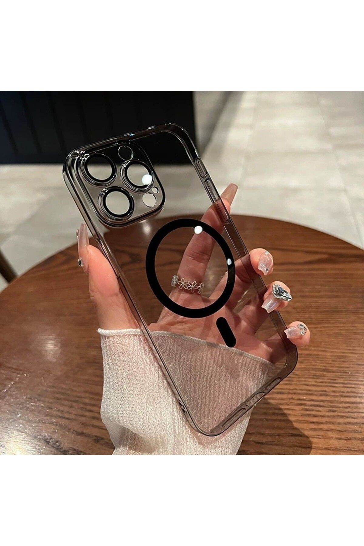 Wevox iPhone 14 Pro Max Uyumlu Kamera Lens Korumalı Kılıf Şeffaf Magsafe Hoparlör Filtreli Sararmaz Kapak