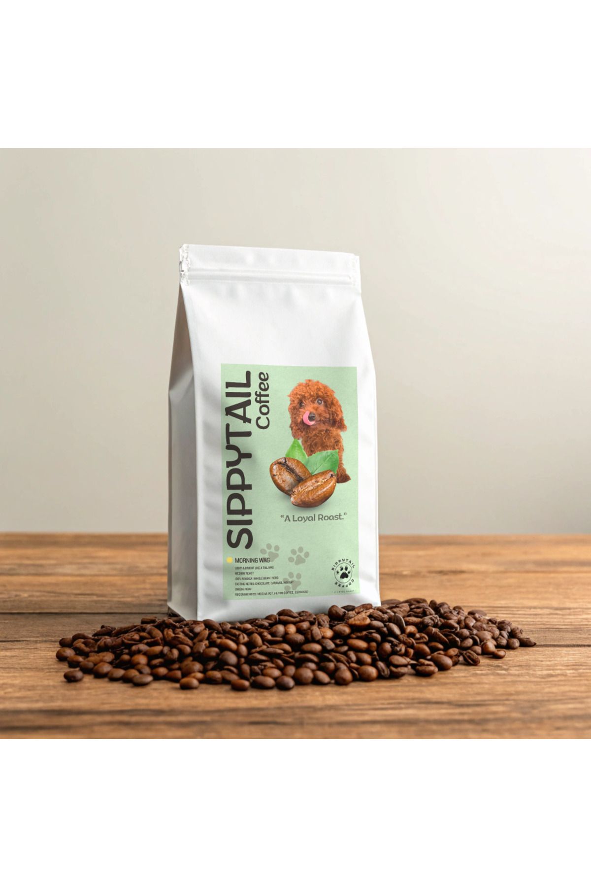 Sippytail Coffee Morning Wag – Peru Arabica Kahve 500g (Çekirdek veya Öğütülmüş)