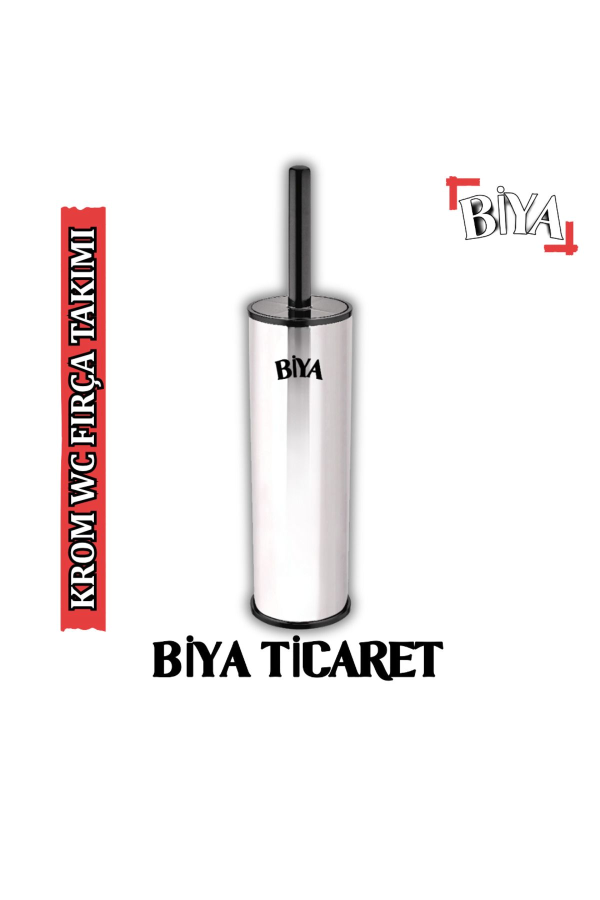 BİYA Krom Klozet Fırça Takımı (Metal Tuvalet Fırçası)