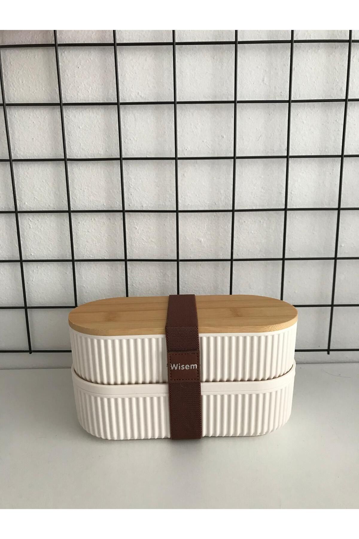 KORHAN HOME Magou 1000ml Ahşap Kapaklı Lunch Box 2'li