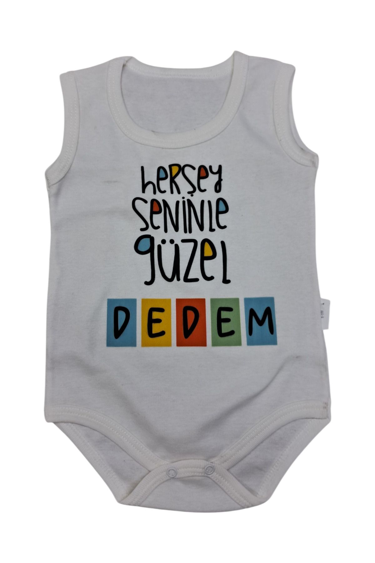 Avşar Baby Herşey Seninle Güzel Dedem Baskılı Kısa Kol Çıtçıtlı Bady Aylık