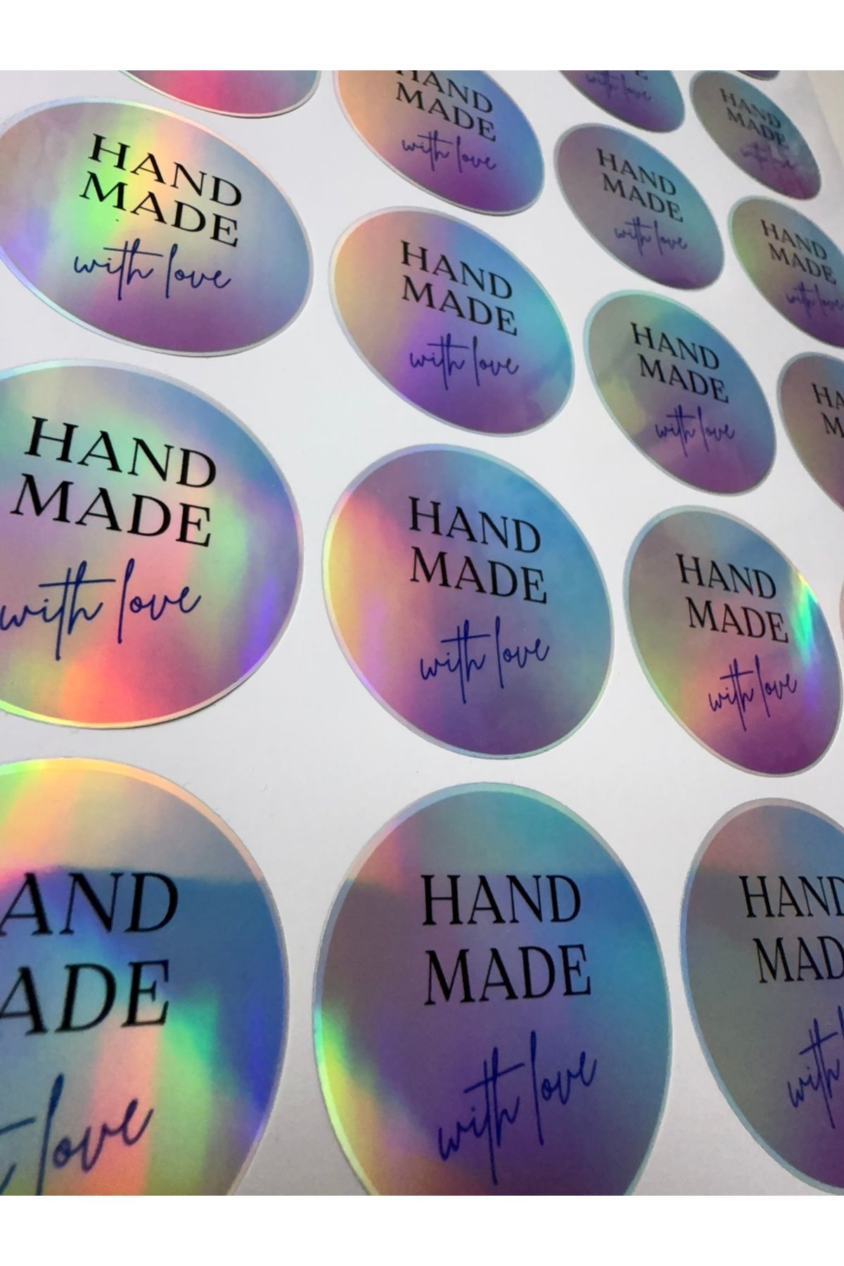 cakaybu Hand Made Hologram Sticker (24 Adet - 4,4 cm) | Paketleme ve Kargo Etiketi