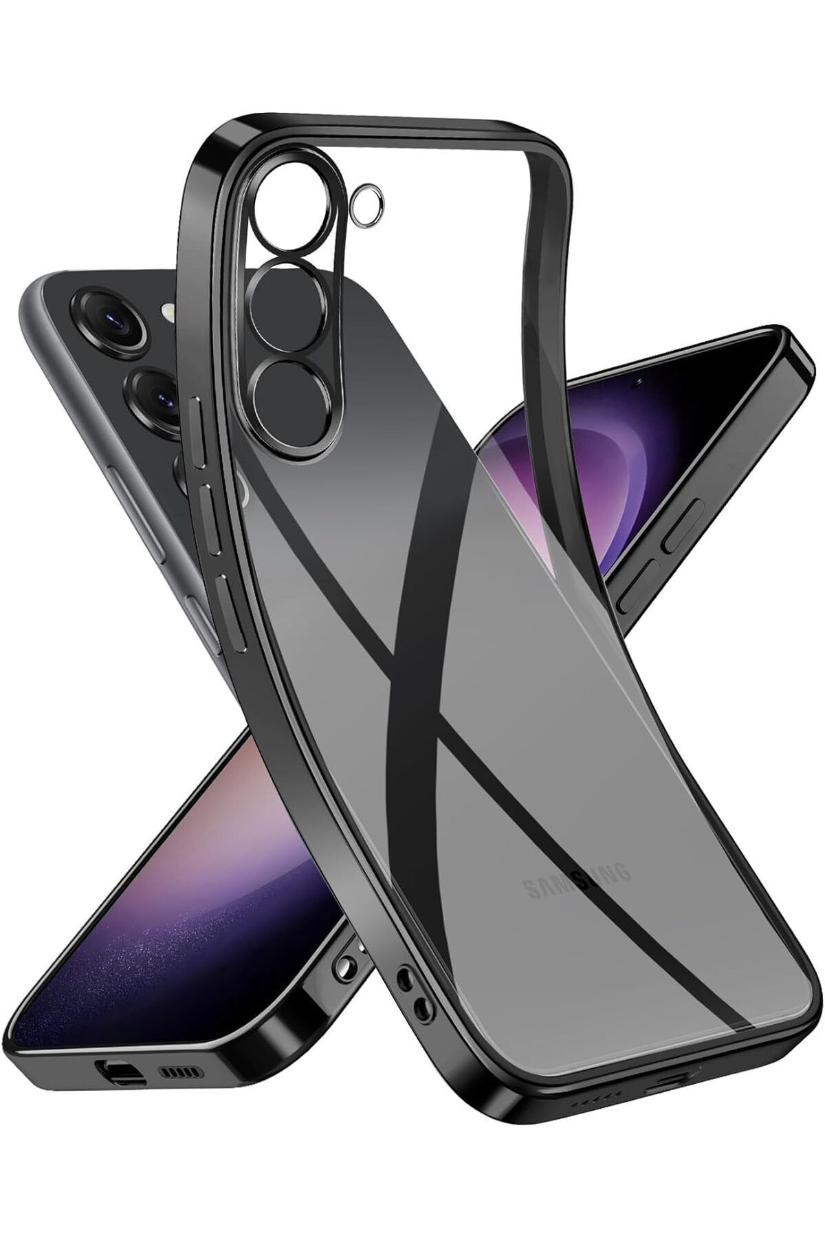 Wevox Samsung Galaxy S23 Uyumlu Kılıf Kenarları Renkli Kamera Lens Korumalı Dayanıklı Şeffaf Silikon Kapak