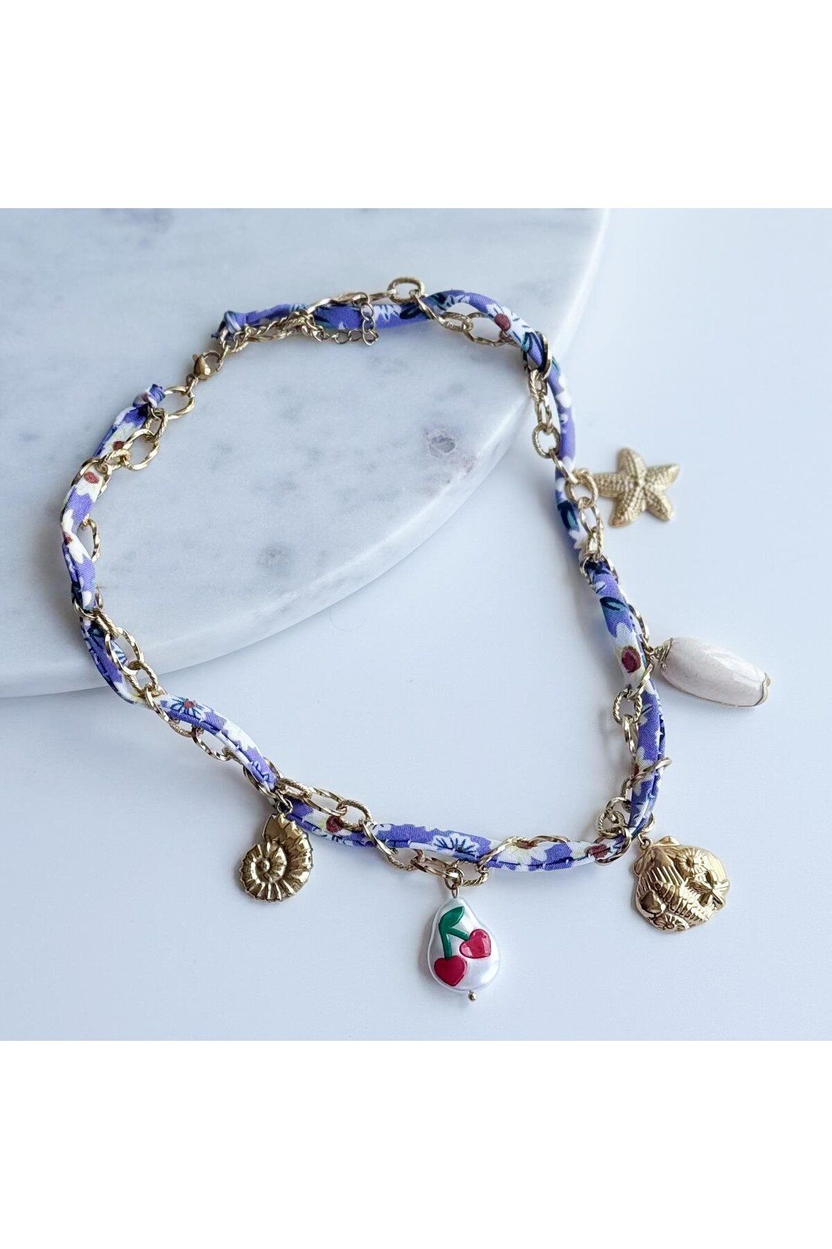 Venus Design Renkli Şal Kumaş Charm Kolye
