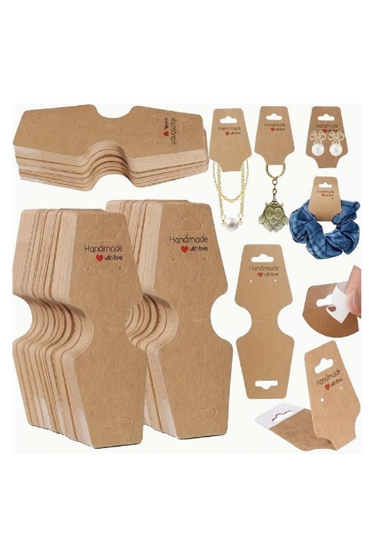 orco (50XADET ) 1 PAKET EL YAPIMI TAKI GÖSTERİM KARTLARI KENDİNDEN YAPIŞKANLI PERAKENE AMBALAJ 12 x 4.5CM