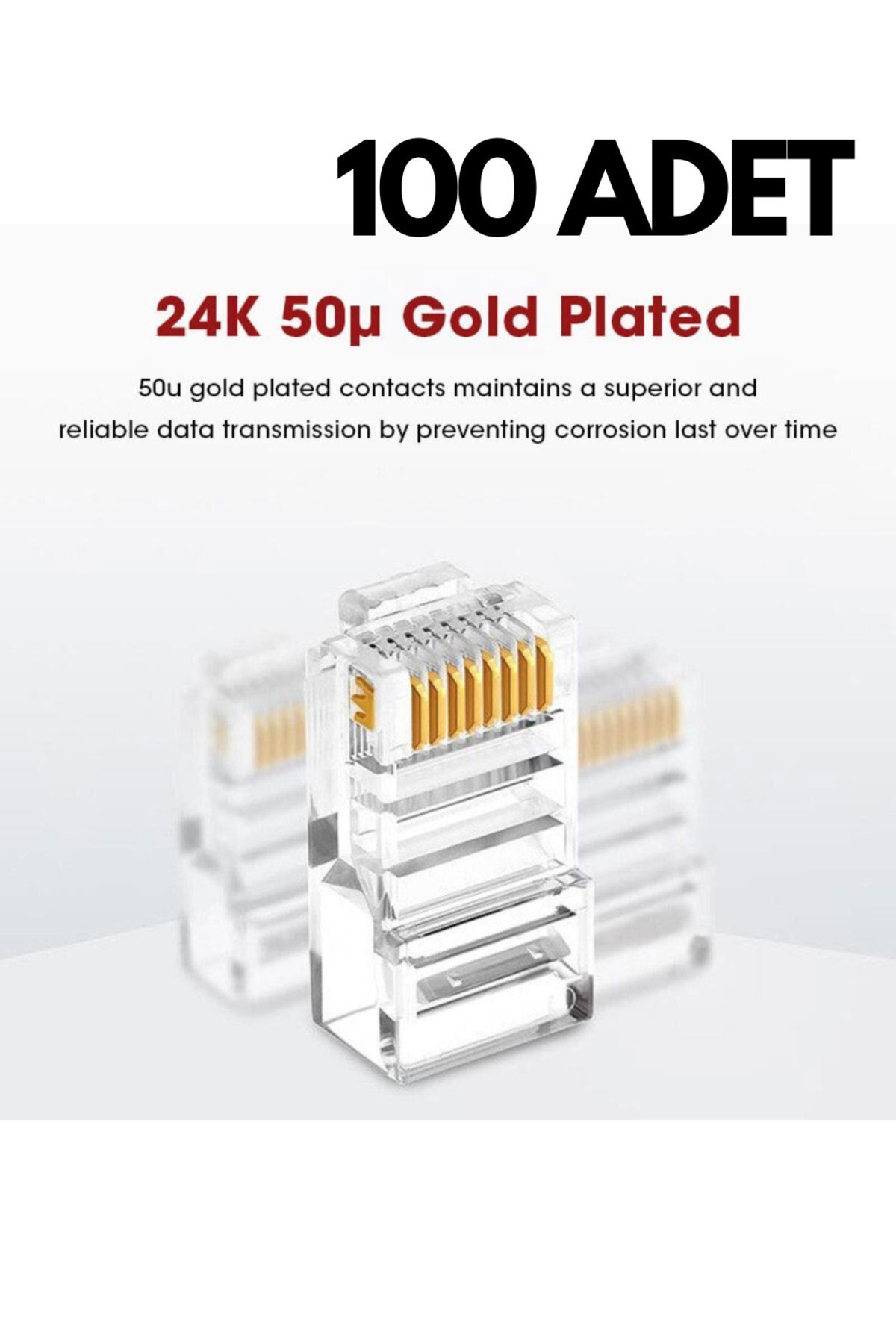 HQ SPEED 100 Adet Rj45 Cat5 /cat6 Ethernet Kablo Konnektörü – 8p8c Utp Soket Jak Uçları