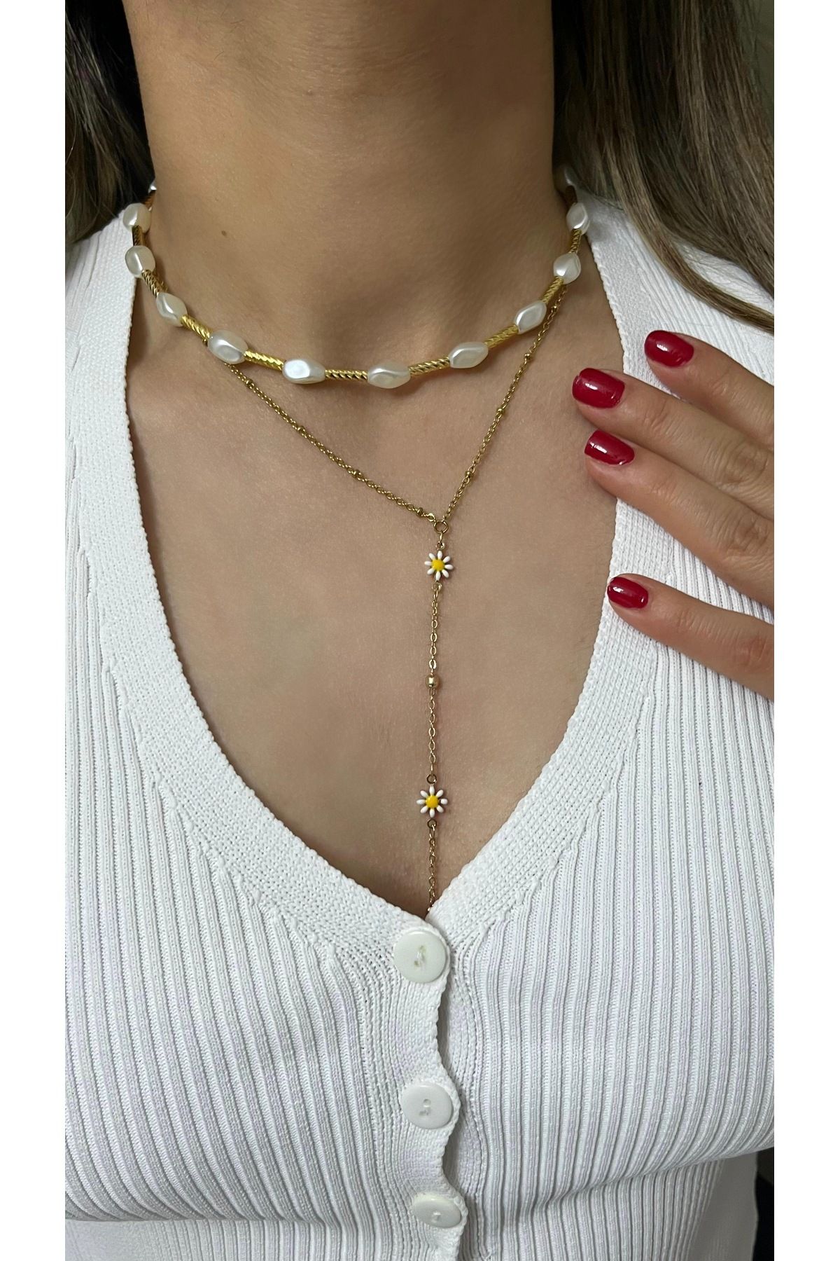 BADİ BAGS PAPATYALI GOLD Y KOLYE