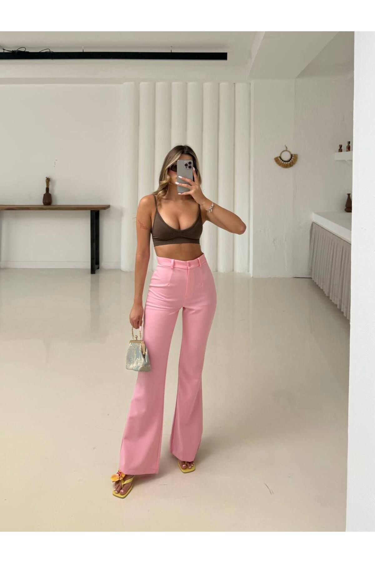 Castivo Fashion Yüksek Bel Düz Paça Pantolon